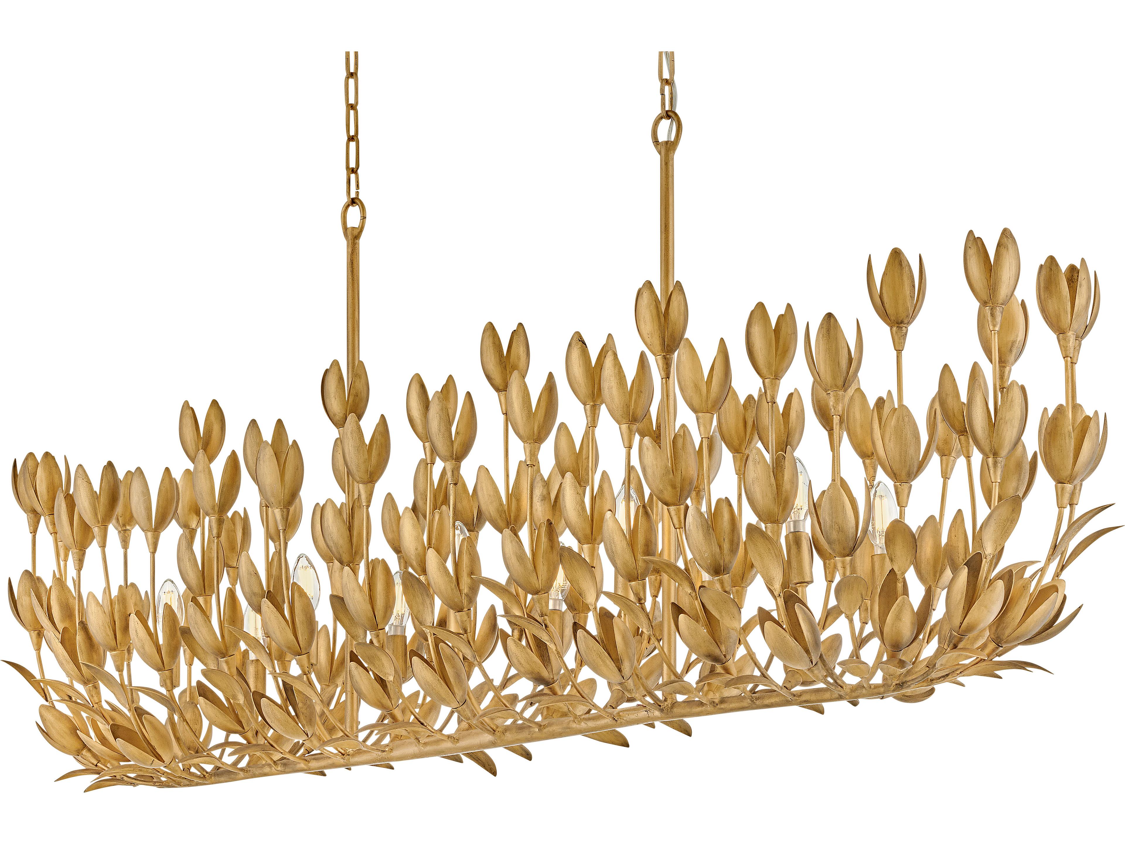 Hinkley Flora 10-Light Burnished Gold LED Linear Island Pendant