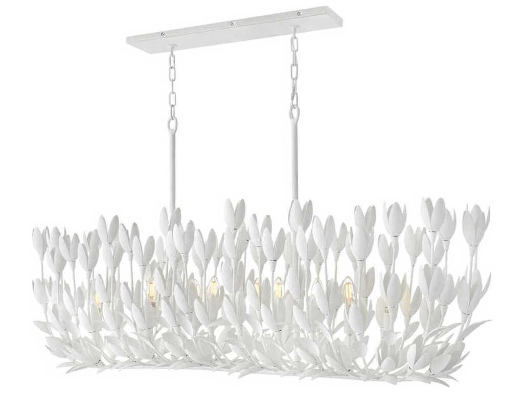 Hinkley Flora 10-Light Textured Plaster White LED Linear Island Pendant