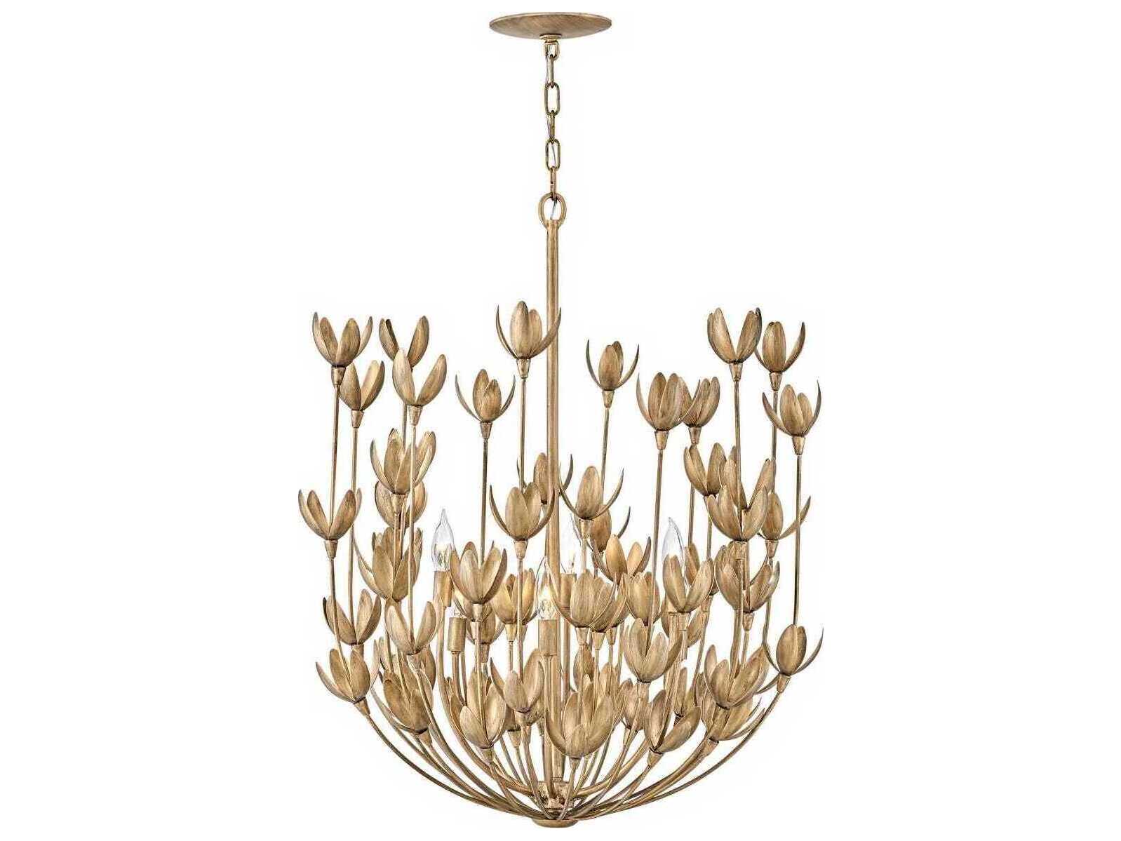 Hinkley Flora 6-Light Burnished Gold Candelabra Chandelier