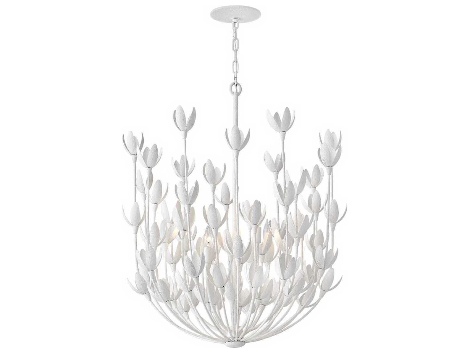 Hinkley Flora 6-Light Textured Plaster White Candelabra Chandelier