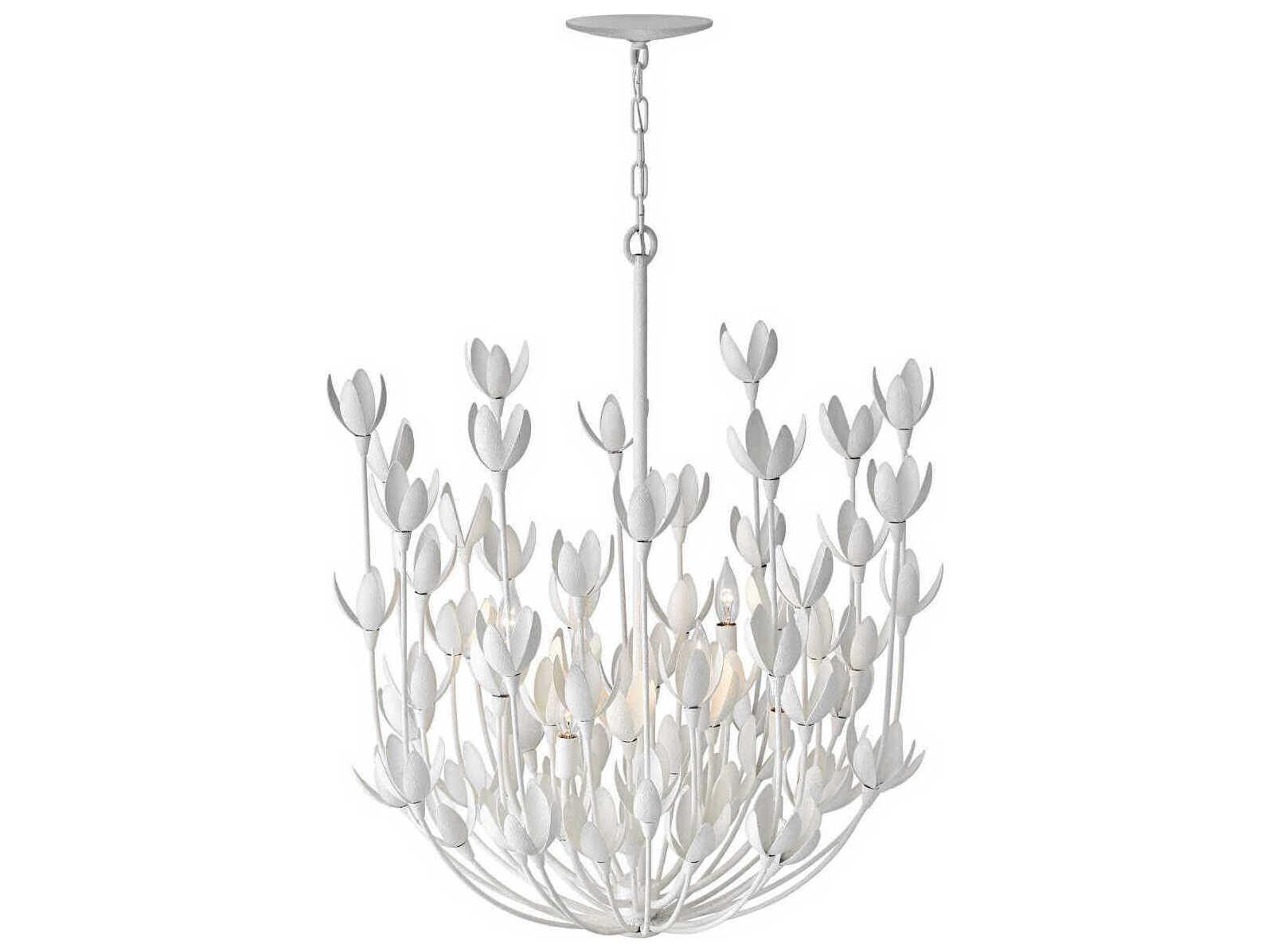Hinkley Flora 6-Light Textured Plaster White Candelabra Chandelier