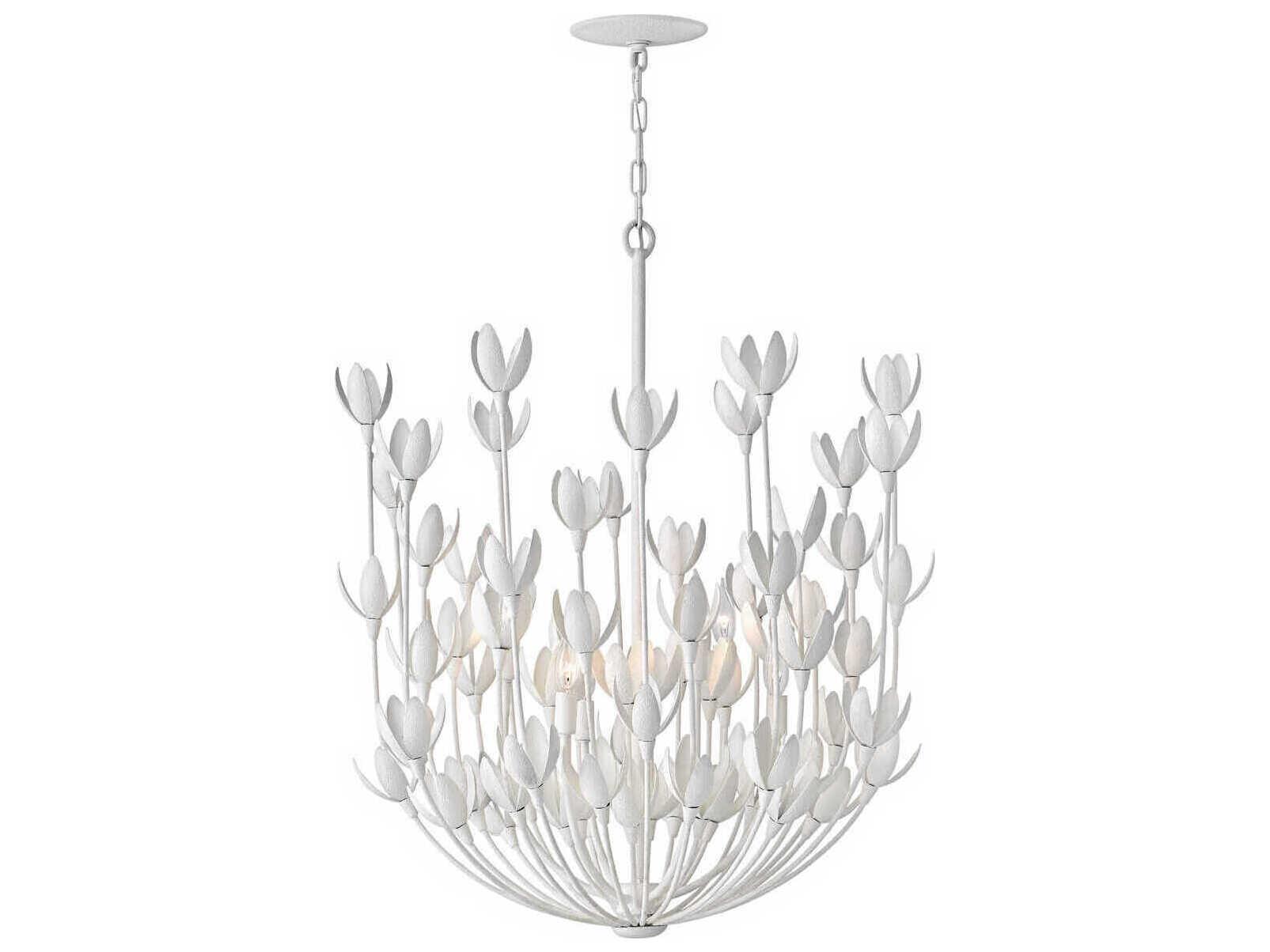 Hinkley Flora 6-Light Textured Plaster White Candelabra Chandelier