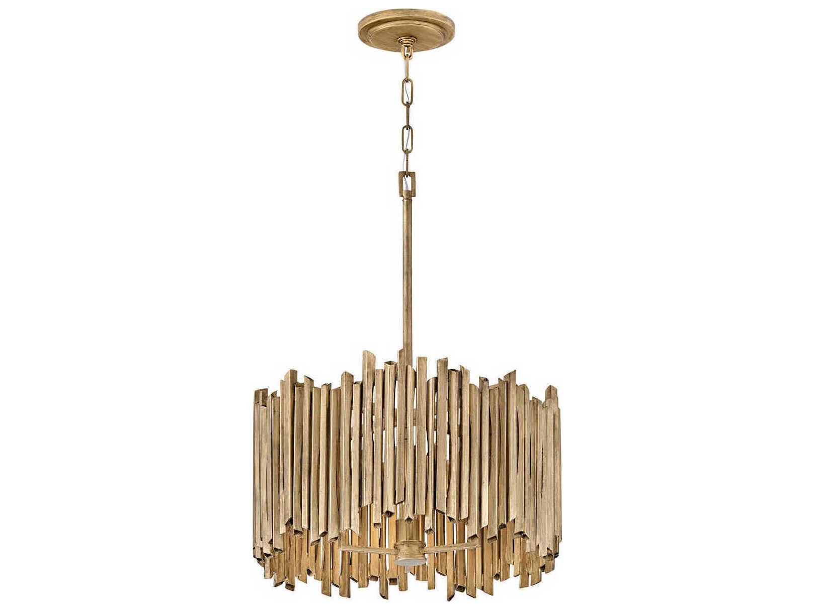 Hinkley Roca 3-Light Burnished Gold Drum Pendant