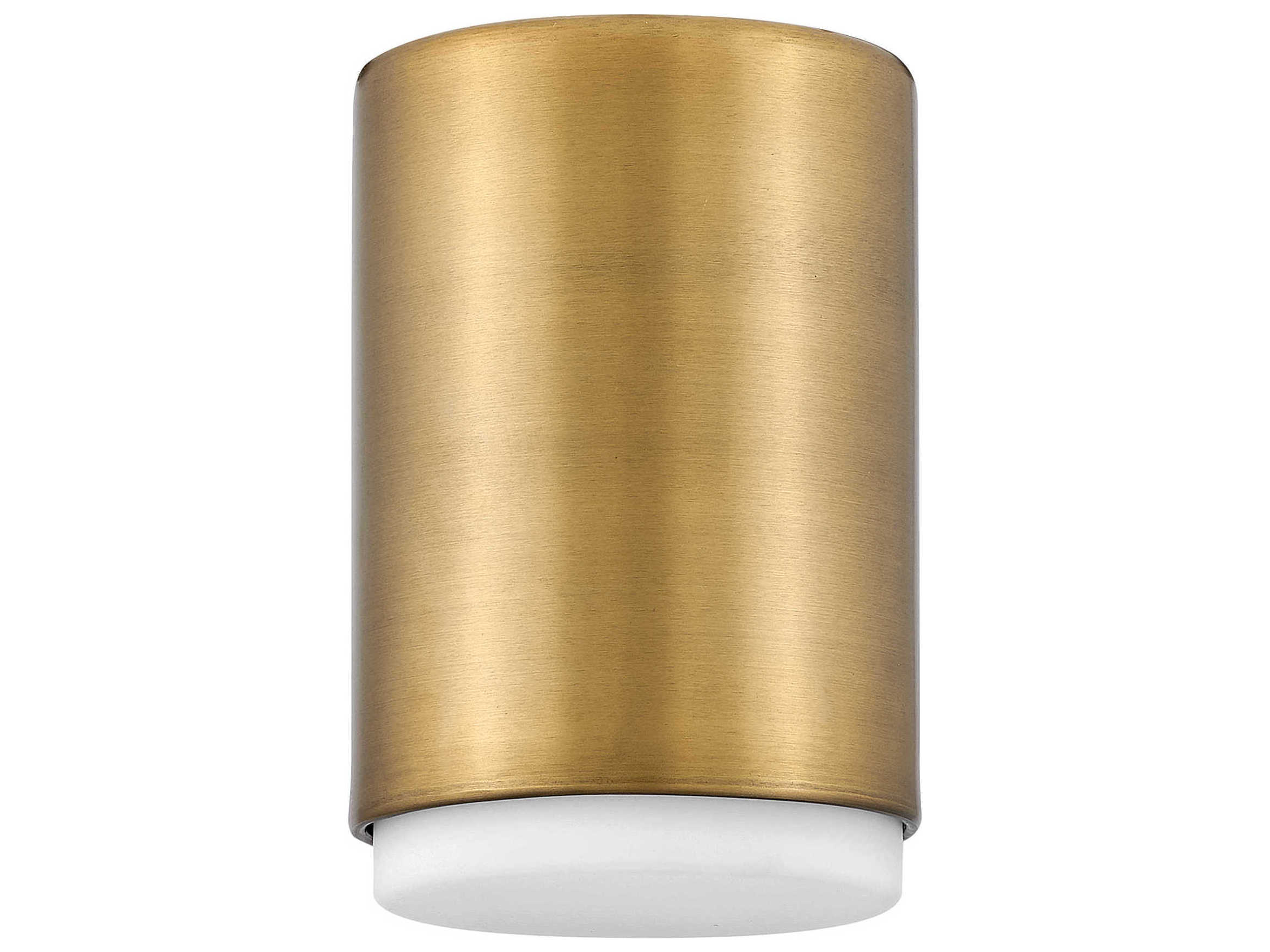 Hinkley Cedric 1-Light Lacquered Brass Glass Cylinder Flush Mount