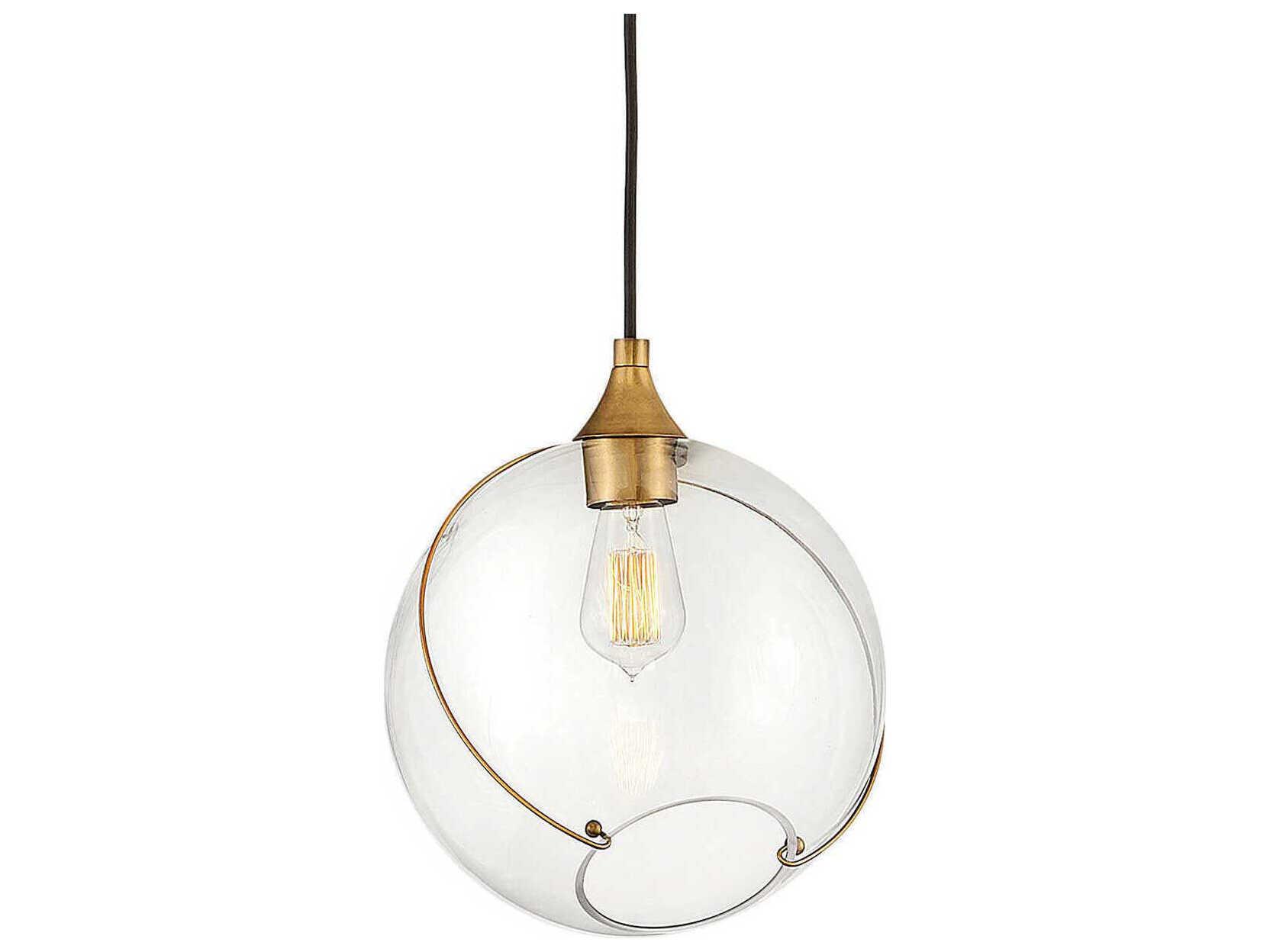 Hinkley Lisa Mcdennon 1-Light Heritage Brass Clear Glass Globe Mini Pendant