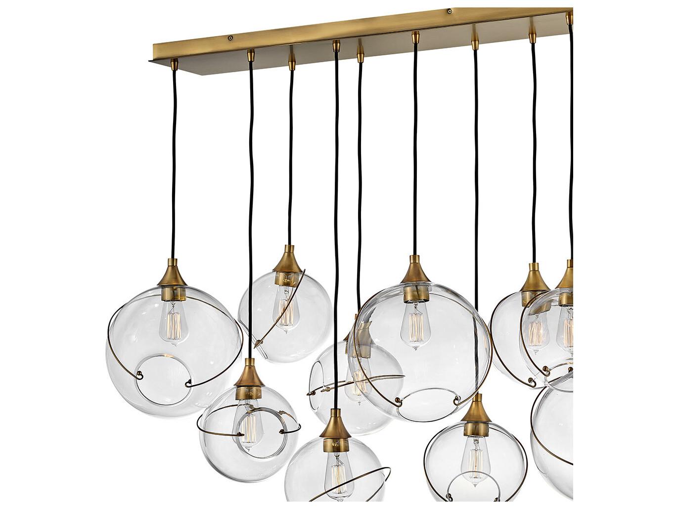 Hinkley Skye 13-Light Heritage Brass Glass Globe Island Pendant