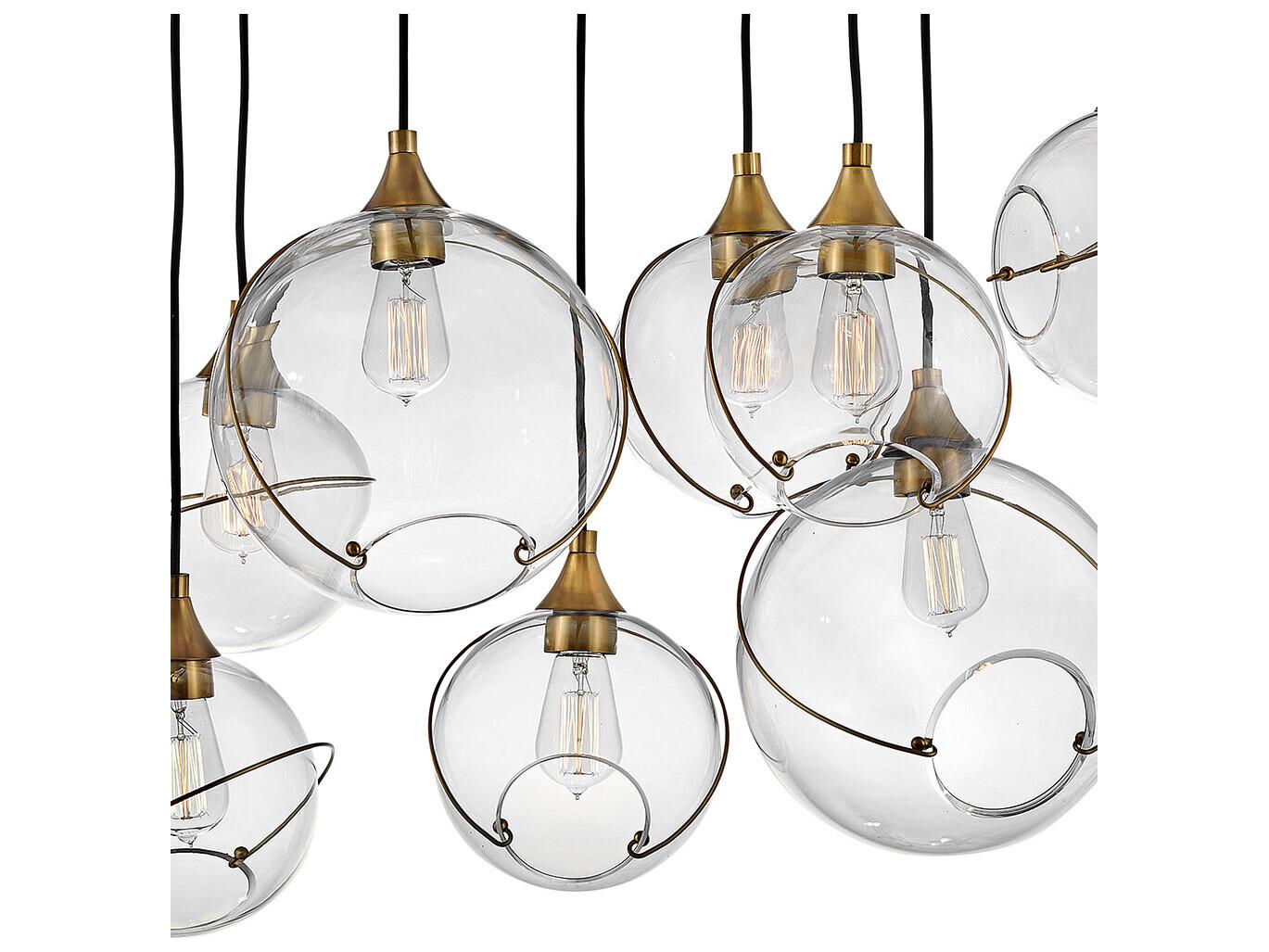 Hinkley Skye 13-Light Heritage Brass Glass Globe Island Pendant