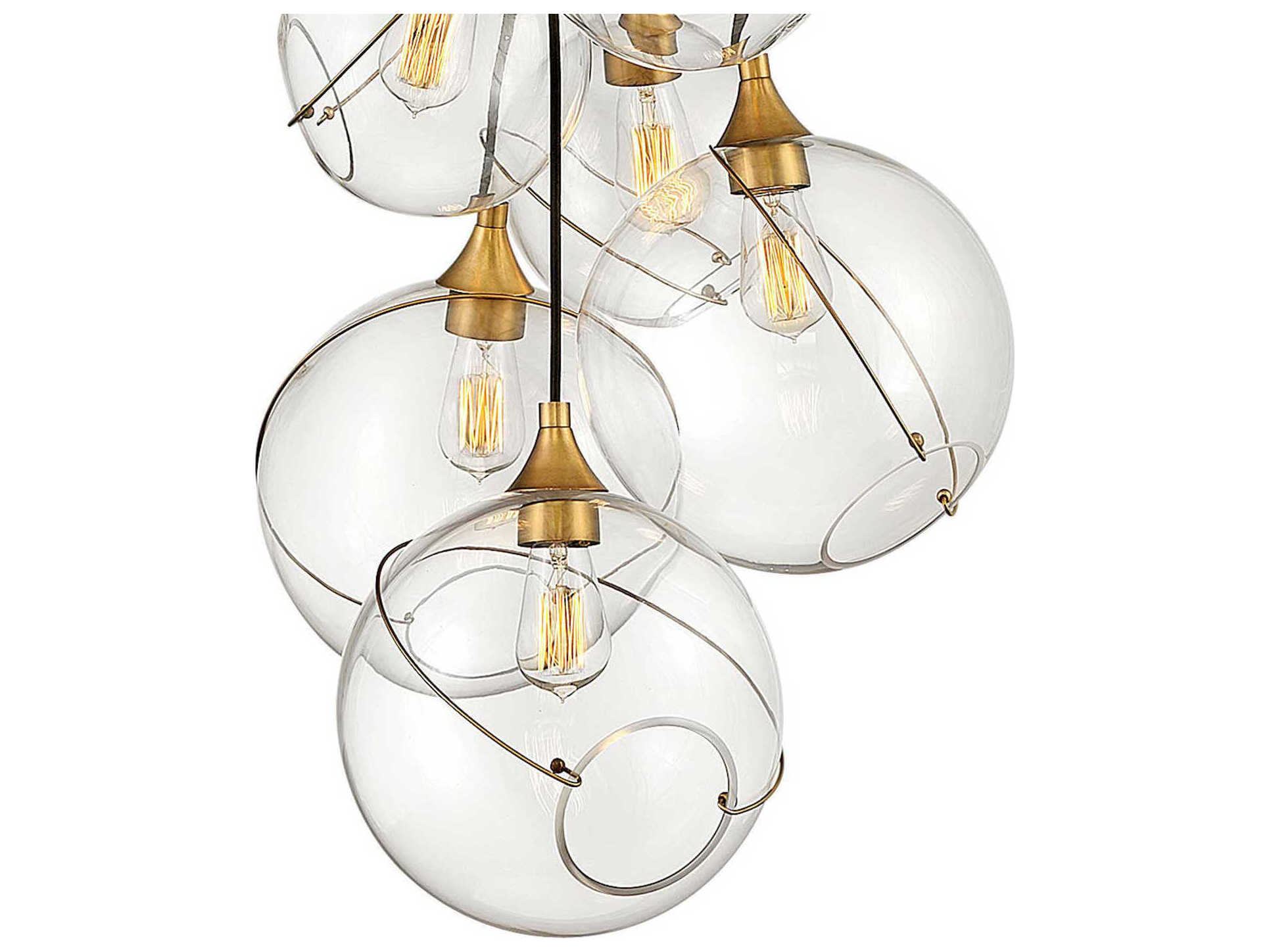 Hinkley Lisa Mcdennon 6-Light Heritage Brass Clear Glass Globe Pendant