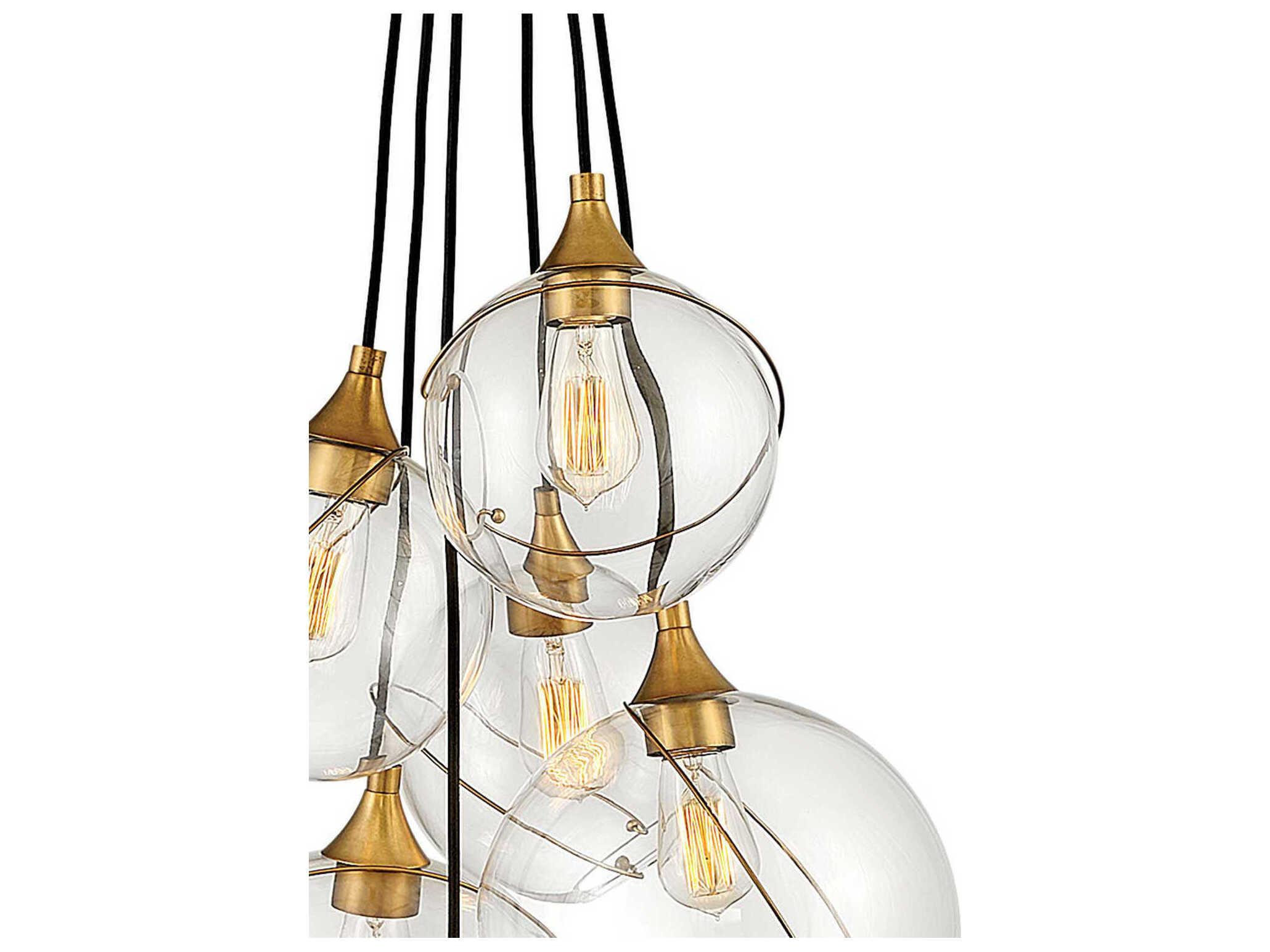 Hinkley Lisa Mcdennon 6-Light Heritage Brass Clear Glass Globe Pendant
