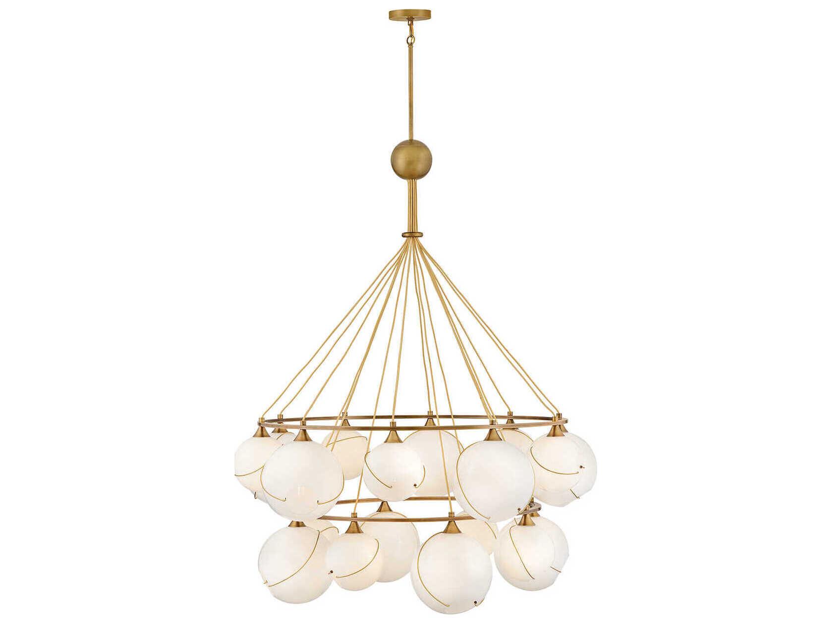 Hinkley Skye 18-Light Heritage Brass Globe Tiered Chandelier