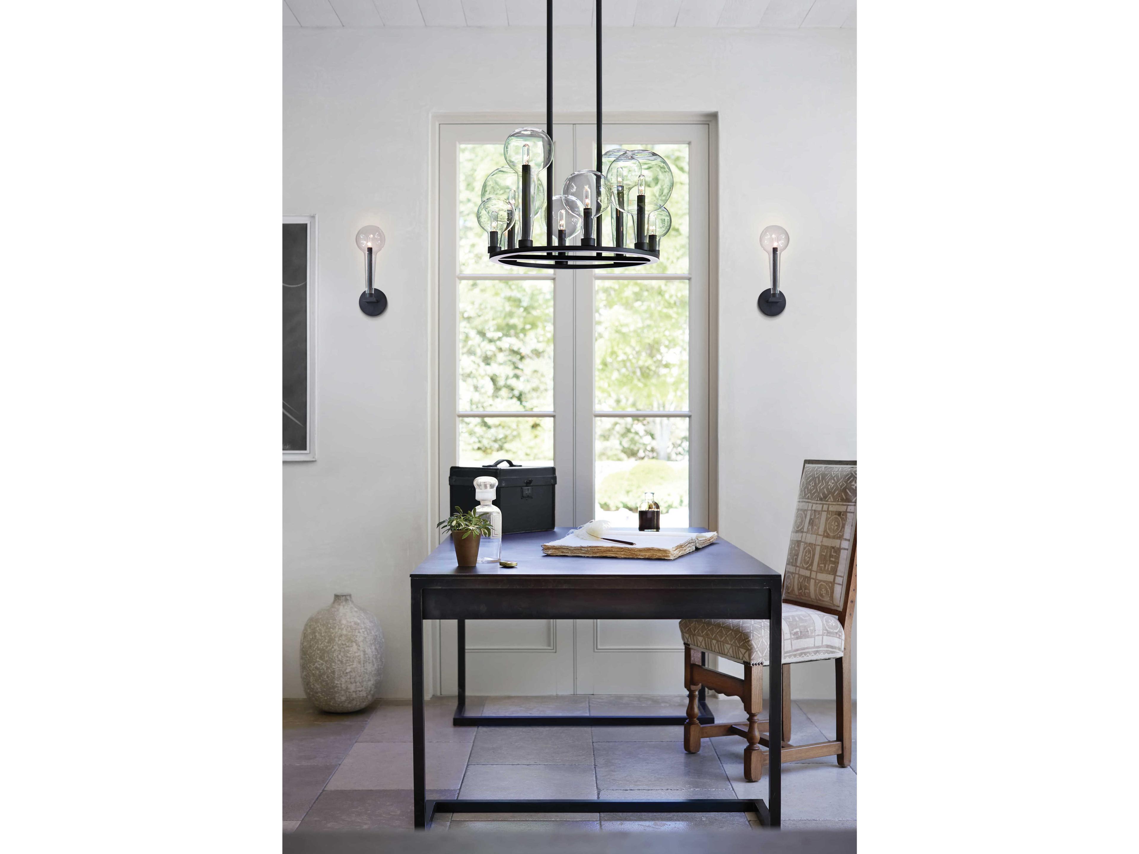 Hinkley Alchemy 1-Light Black Glass Wall Sconce