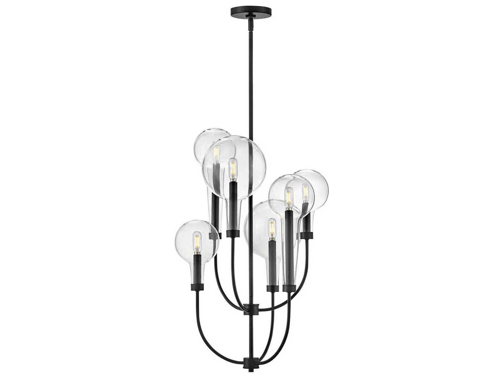 Hinkley Alchemy 6-Light Black Glass Candelabra Chandelier