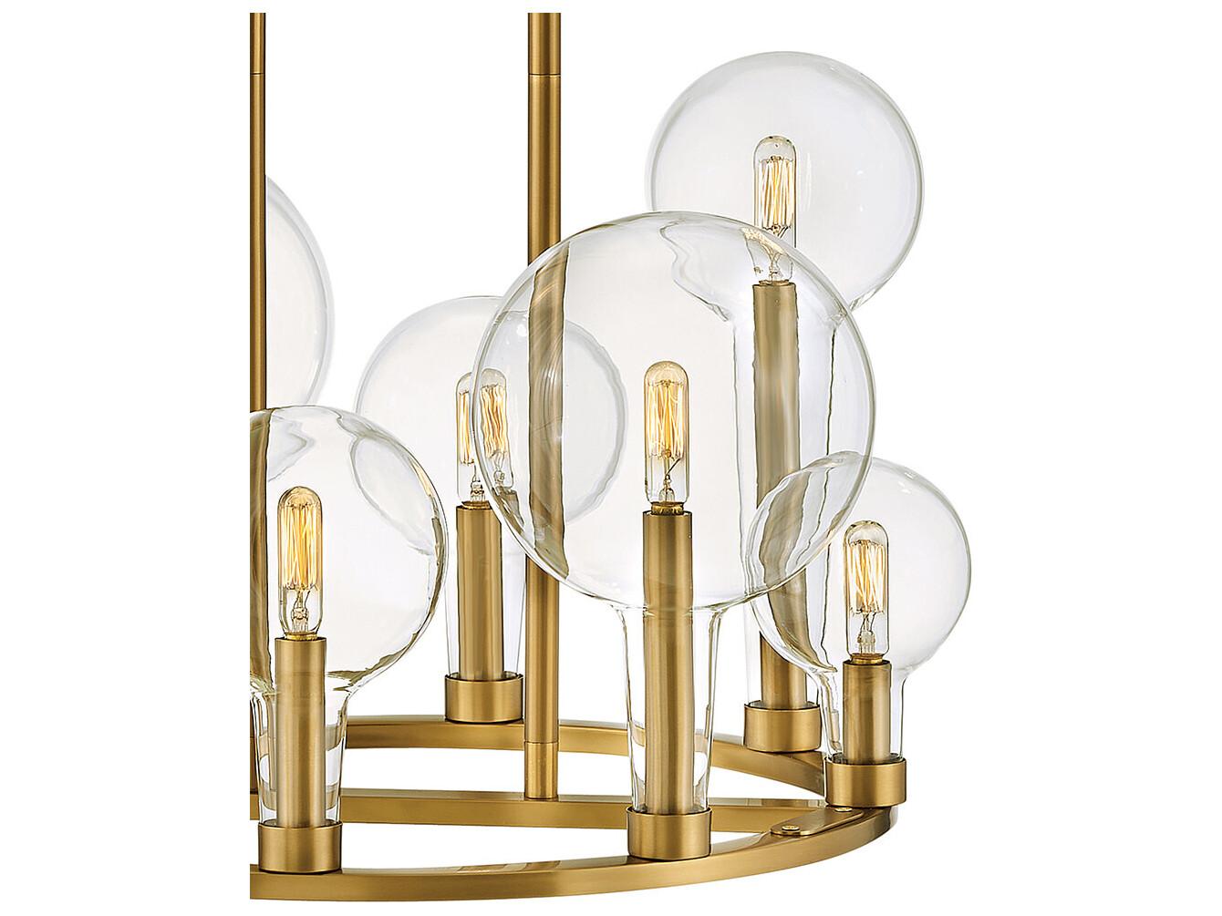 Hinkley Alchemy 8-Light Lacquered Brass Glass Globe Chandelier