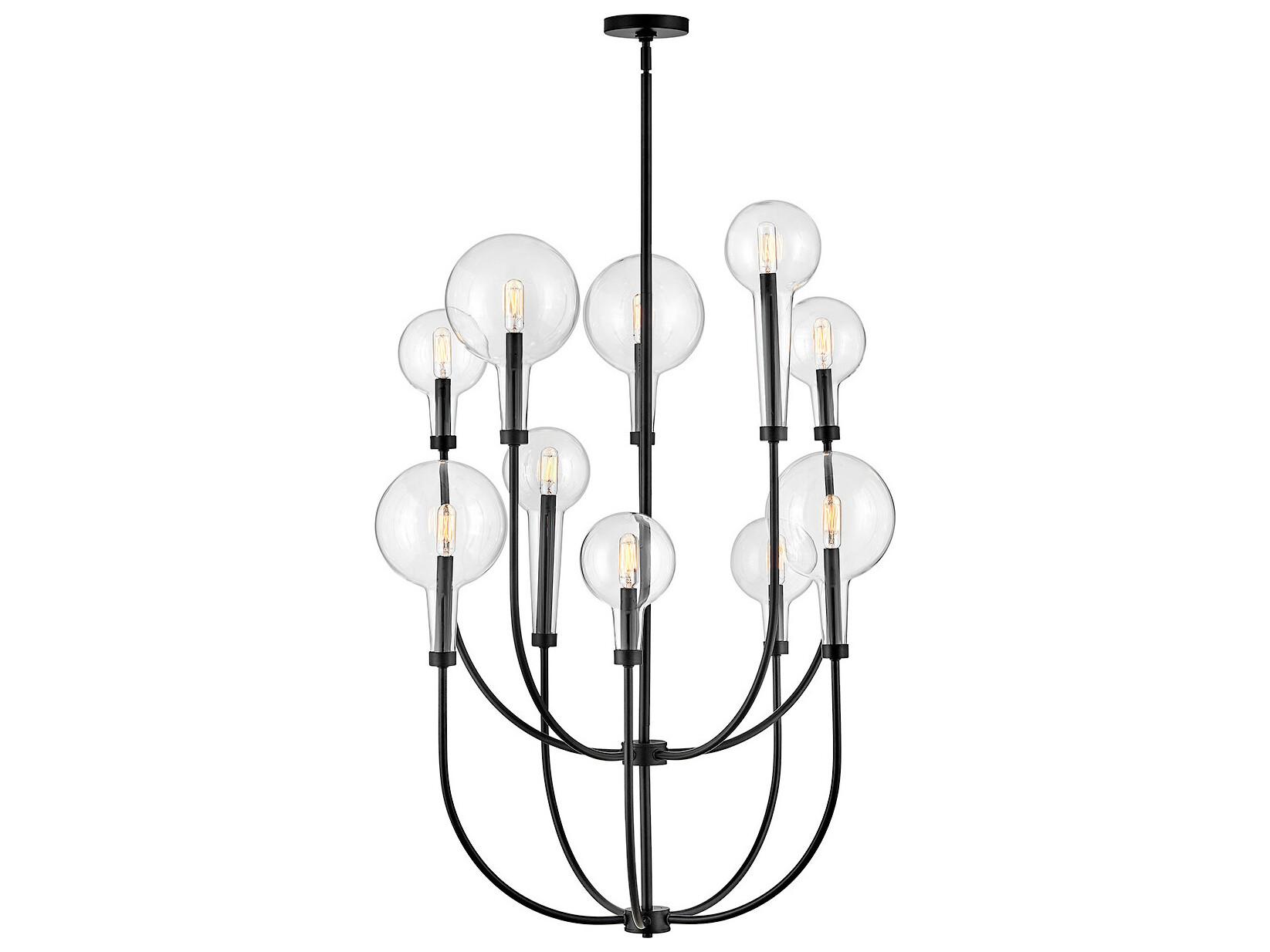 Hinkley Alchemy 10-Light Black Globe Tiered Chandelier
