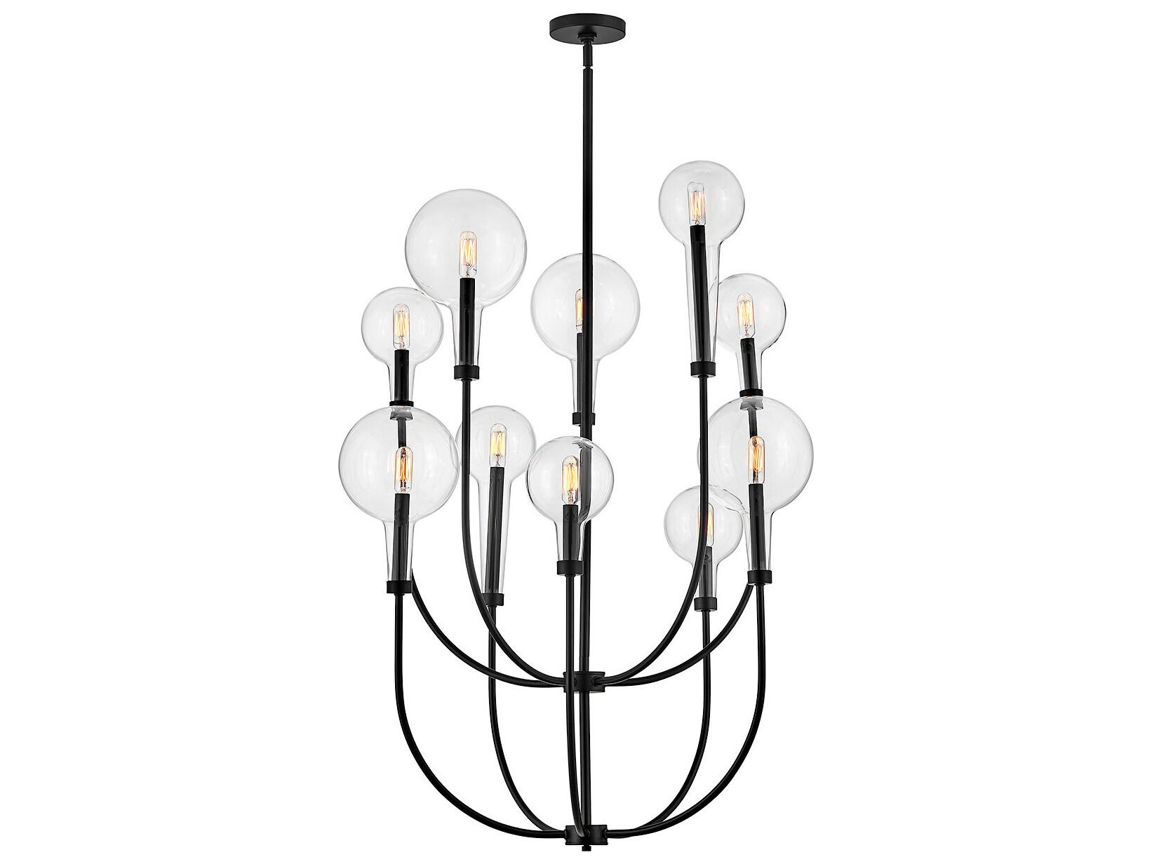 Hinkley Alchemy 10-Light Black Globe Tiered Chandelier