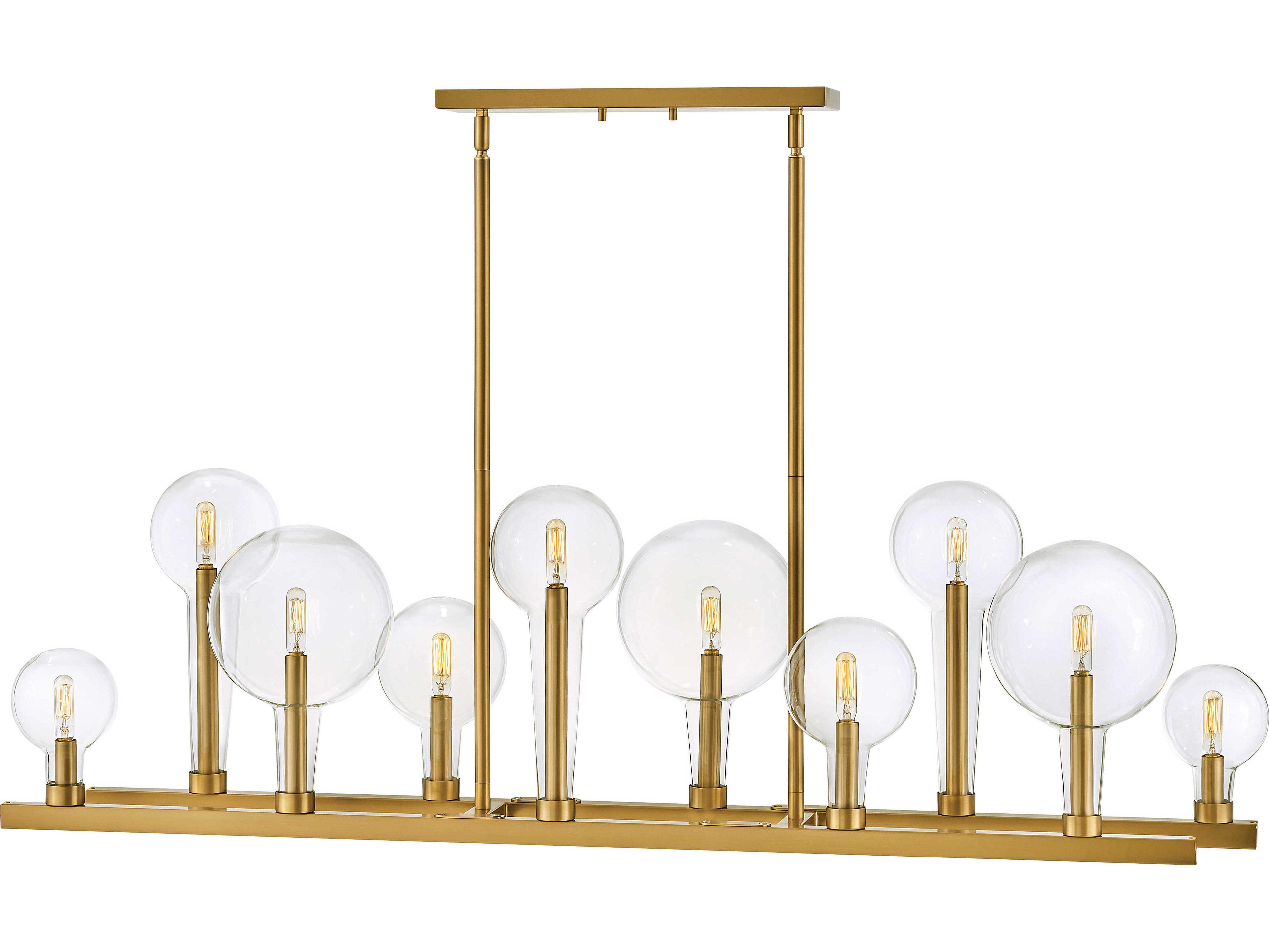 Hinkley Alchemy 10-Light Lacquered Brass Glass Globe Linear Island Pendant