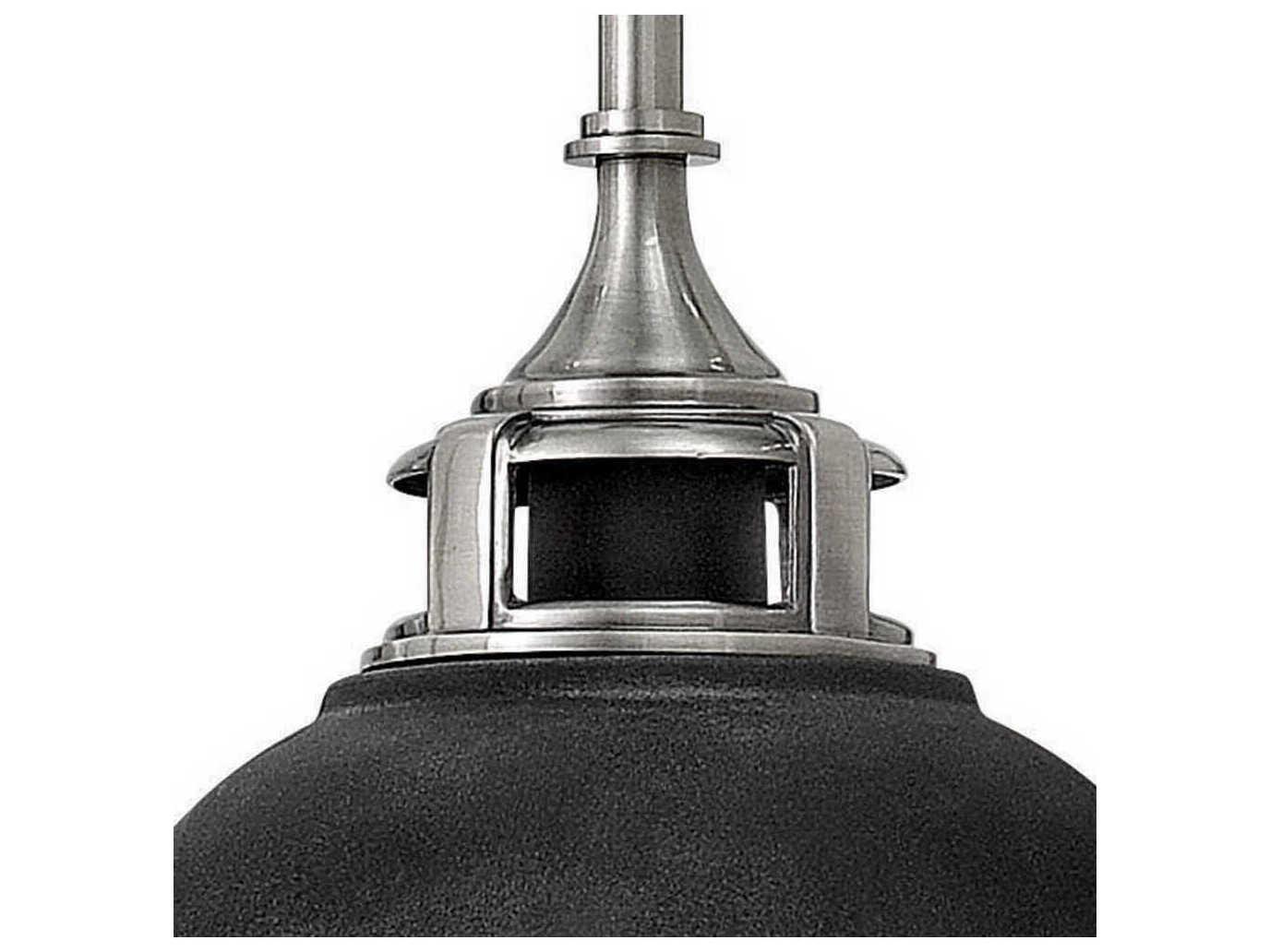 Hinkley Amelia 1-Light Aged Zinc Black Glass Bell Dome Mini Pendant