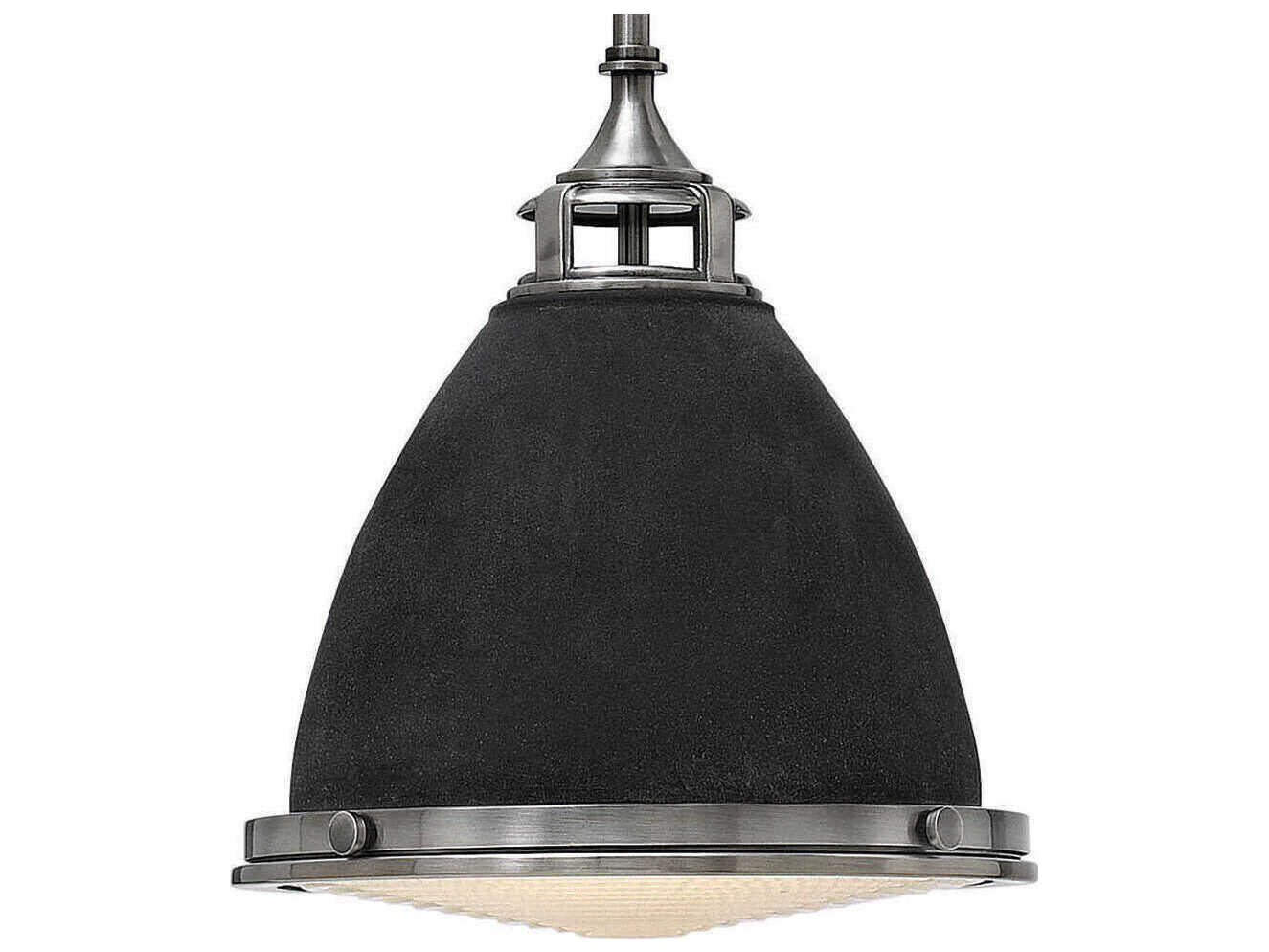 Hinkley Amelia 1-Light Aged Zinc Silver Glass Bell Dome Pendant