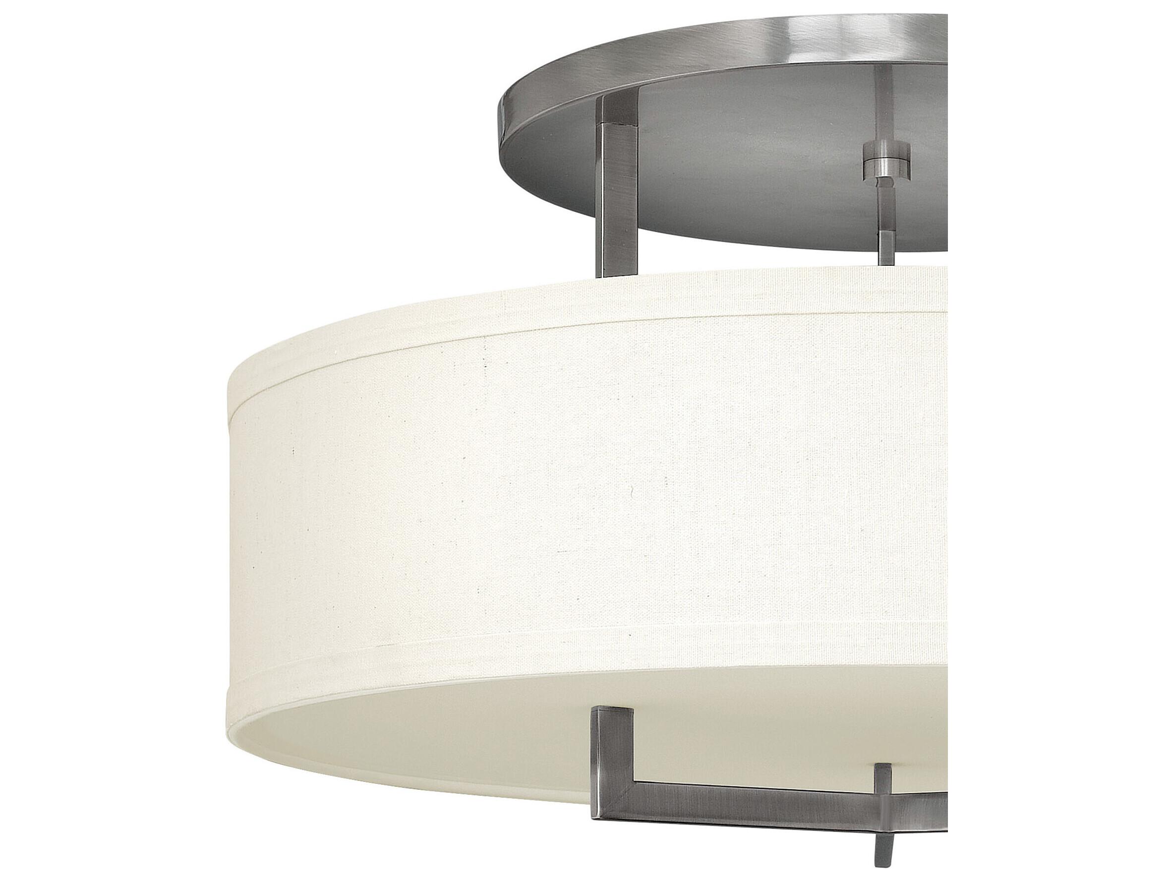 Hinkley Hampton 3-Light Antique Nickel Drum Semi Flush Mount