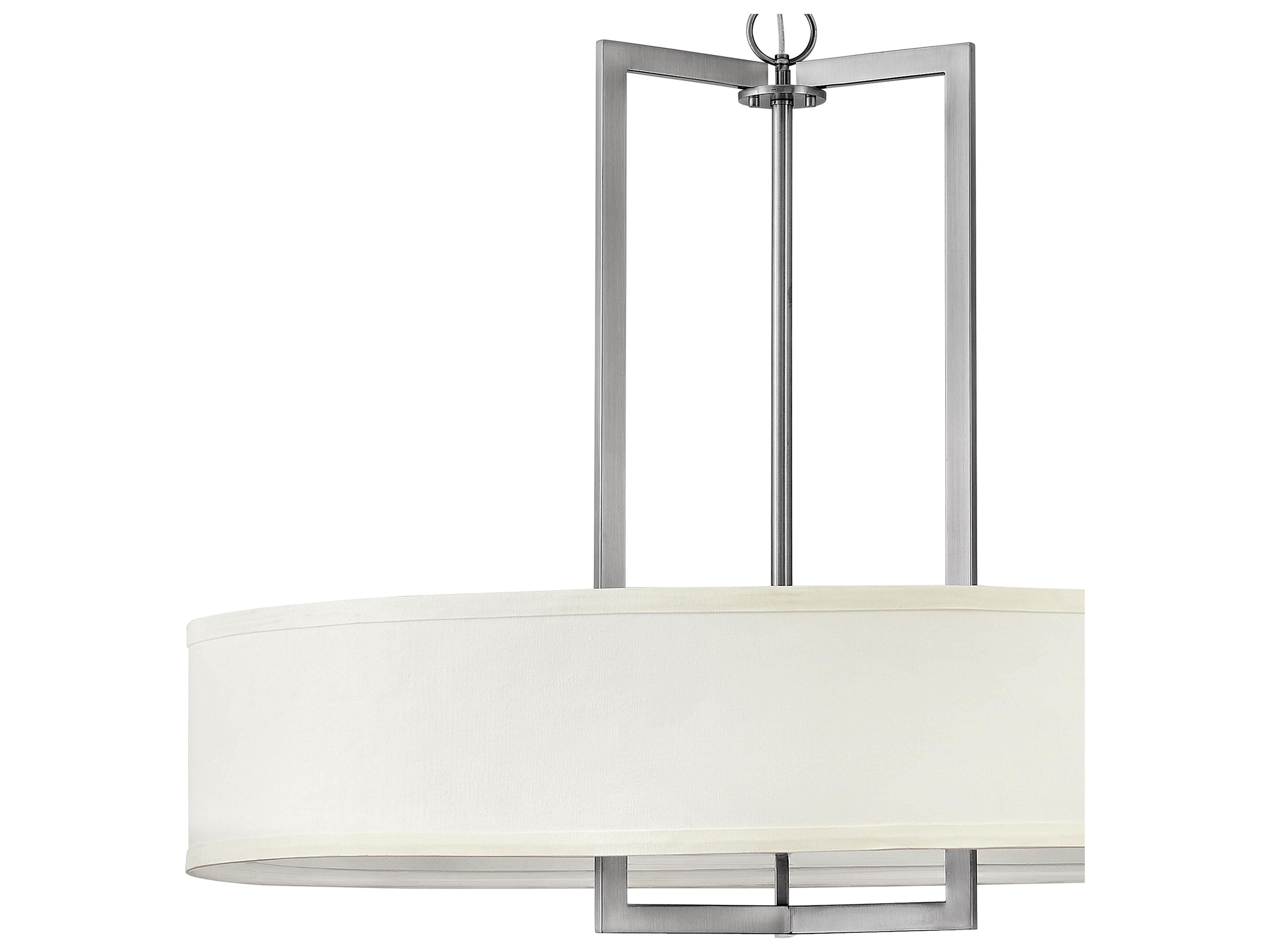 Hinkley Hampton 9-Light Antique Nickel Off White Drum Pendant
