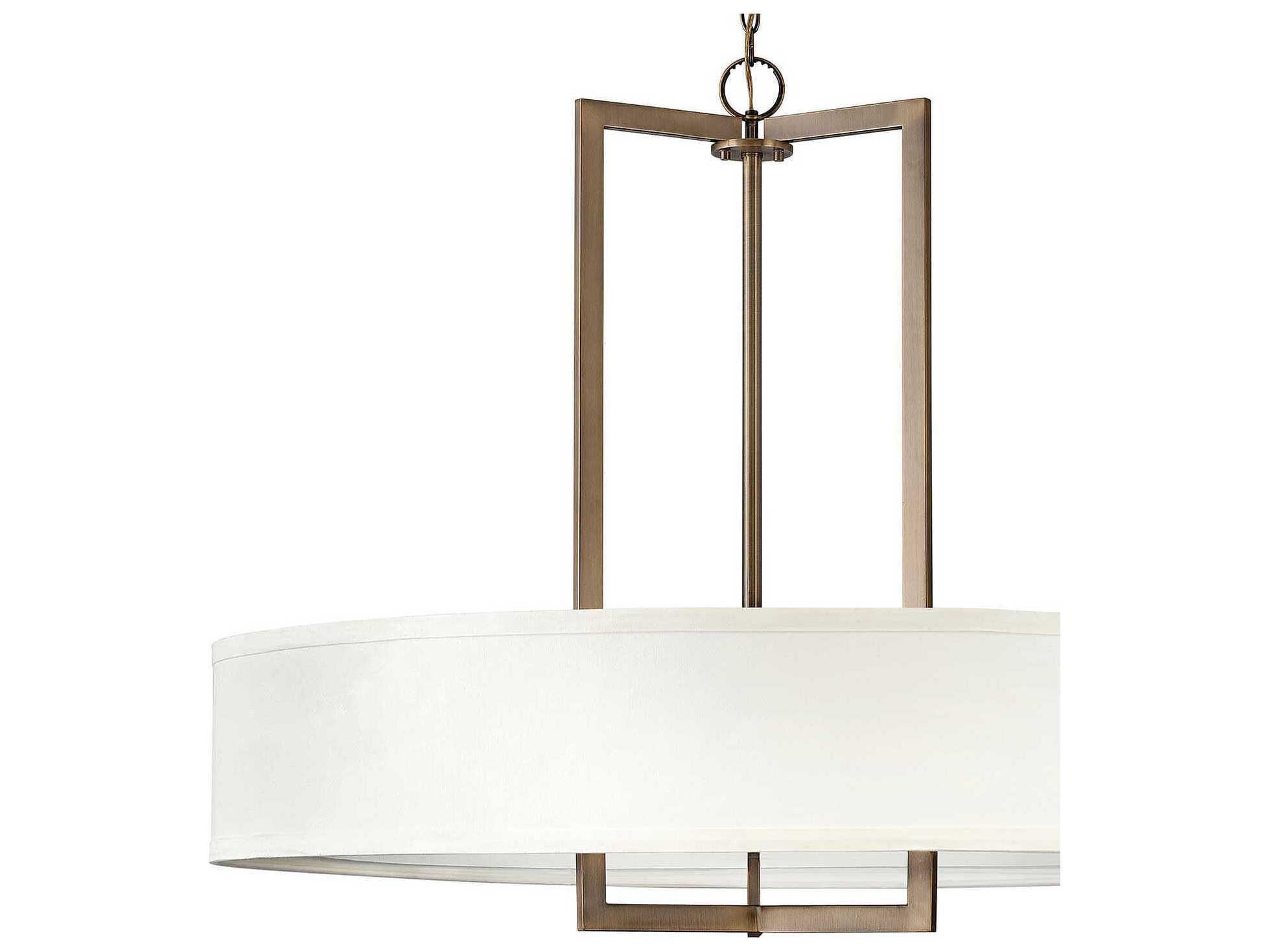 Hinkley Hampton 9-Light Brushed Bronze Off White Drum Pendant