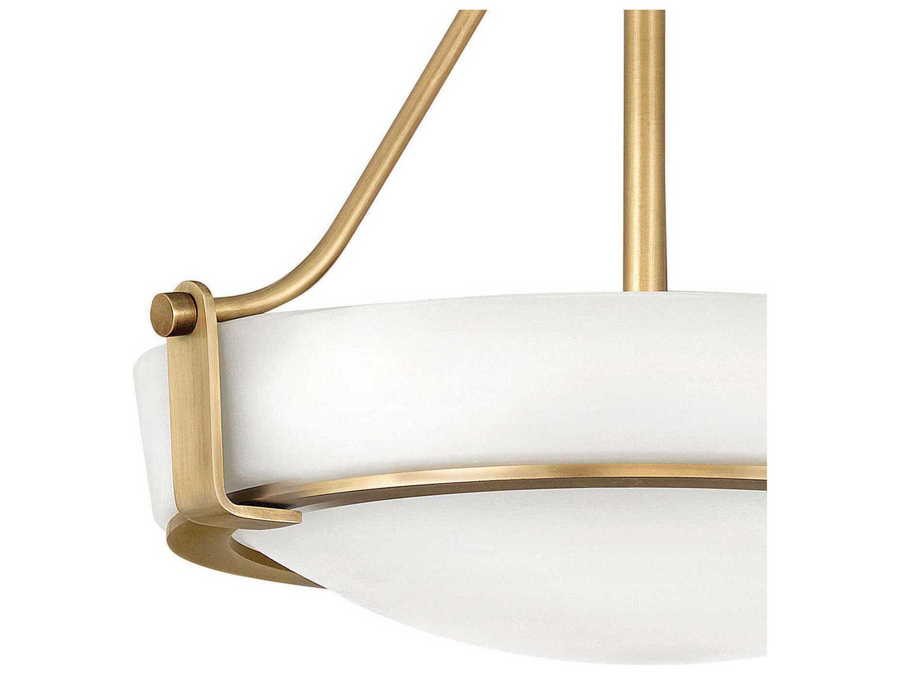 Hinkley Hathaway 3-Light Heritage Brass White Glass Drum Semi Flush Mount