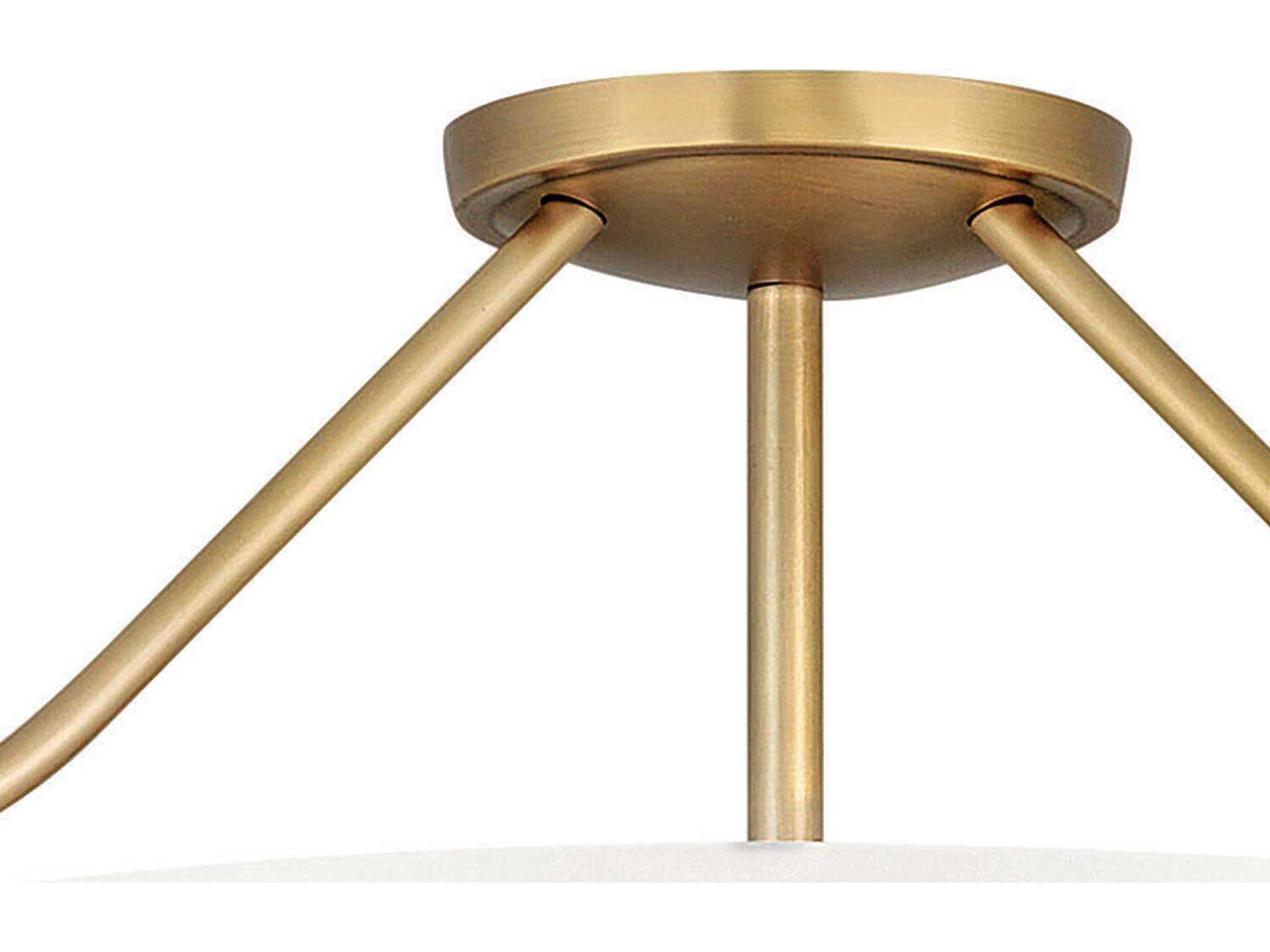 Hinkley Hathaway 4-Light Heritage Brass White Glass Drum Semi Flush Mount