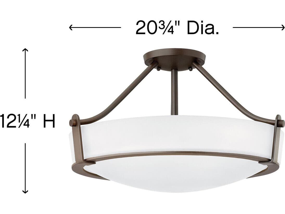 Hinkley Hathaway 4-Light Olde Bronze Glass Drum Semi Flush Mount