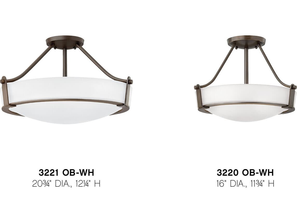 Hinkley Hathaway 4-Light Olde Bronze Glass Drum Semi Flush Mount