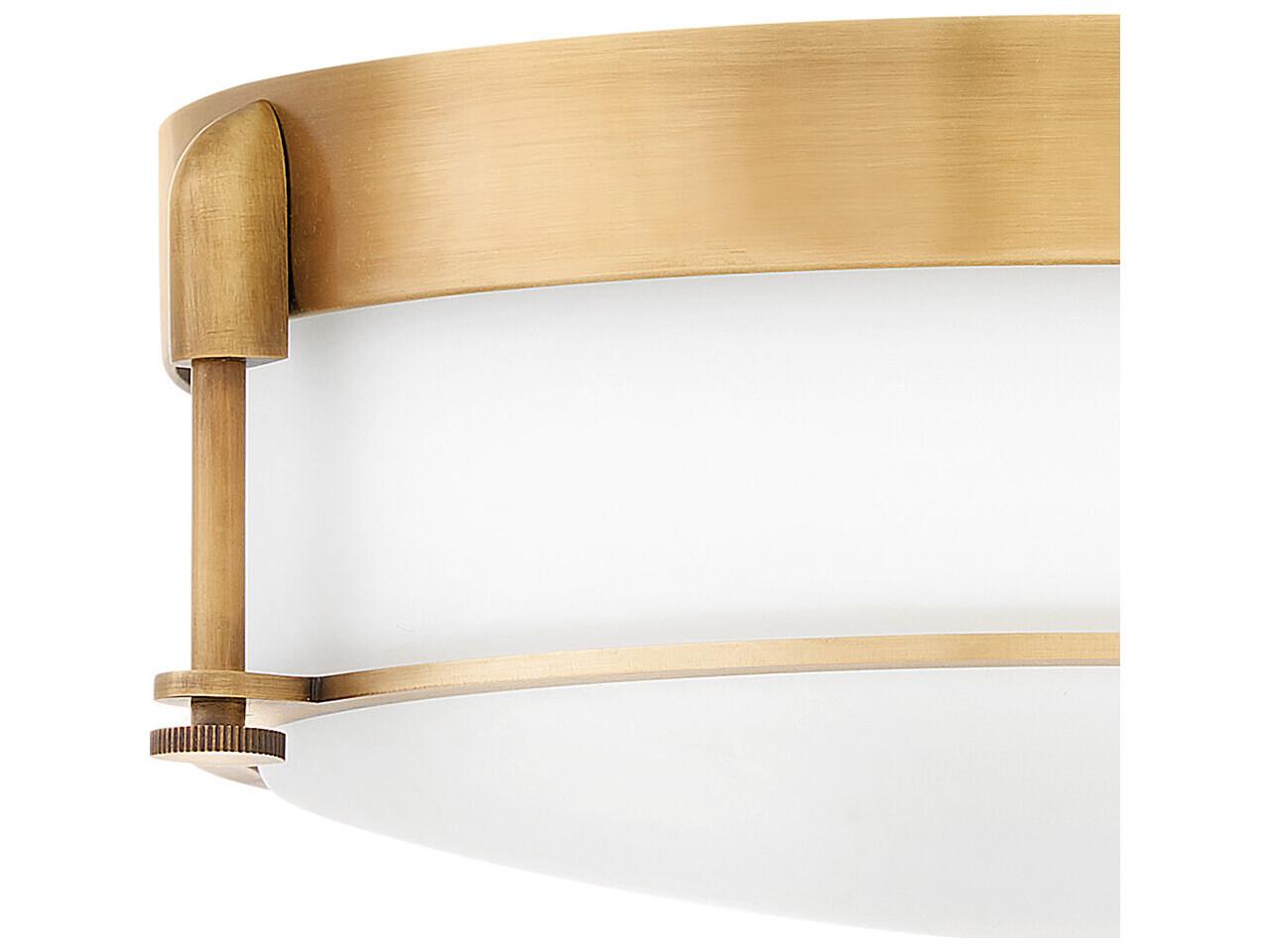 Hinkley Colbin 3-Light Heritage Brass Glass Drum Flush Mount