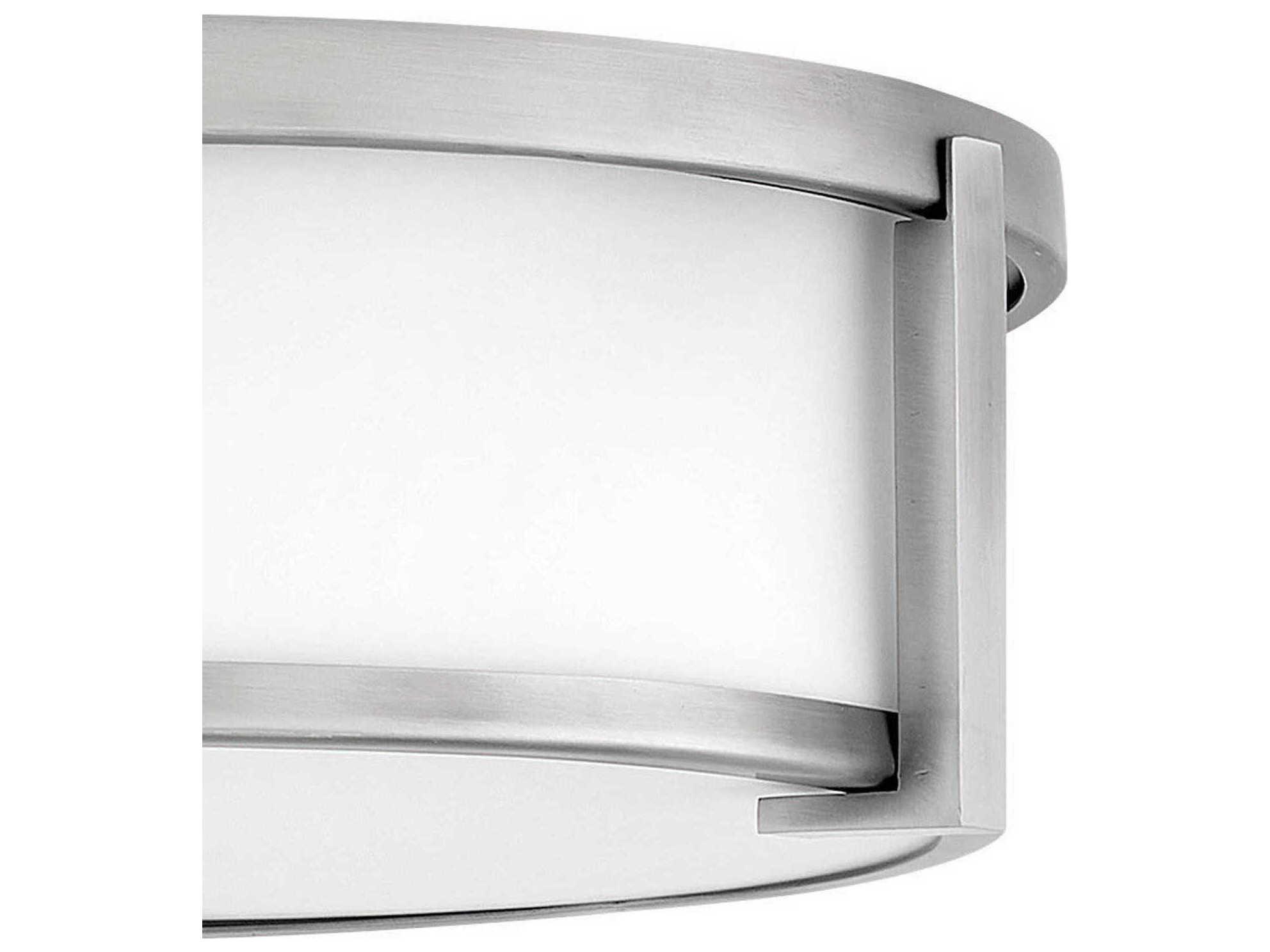 Hinkley Lowell 2-Light Antique Nickel Glass Drum Flush Mount