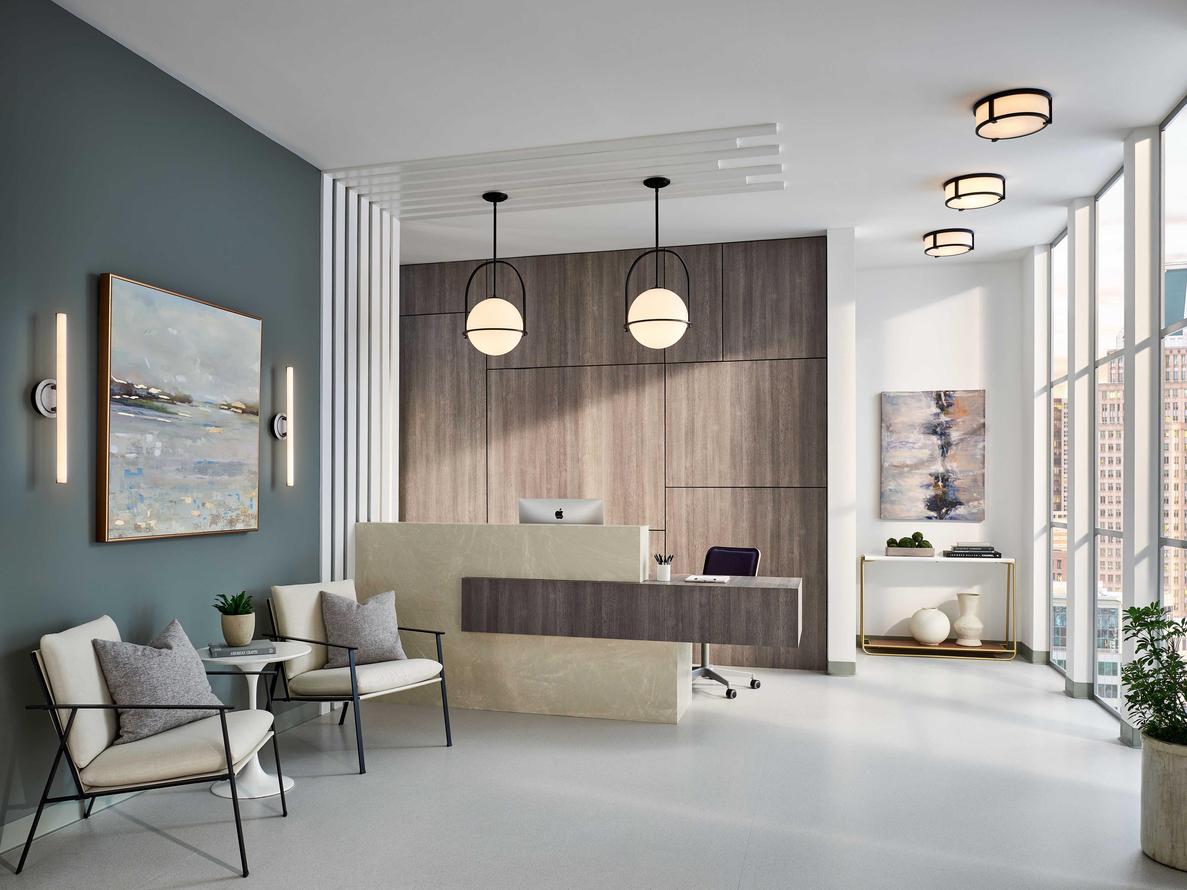 Hinkley Lowell 3-Light Black Glass Drum Flush Mount