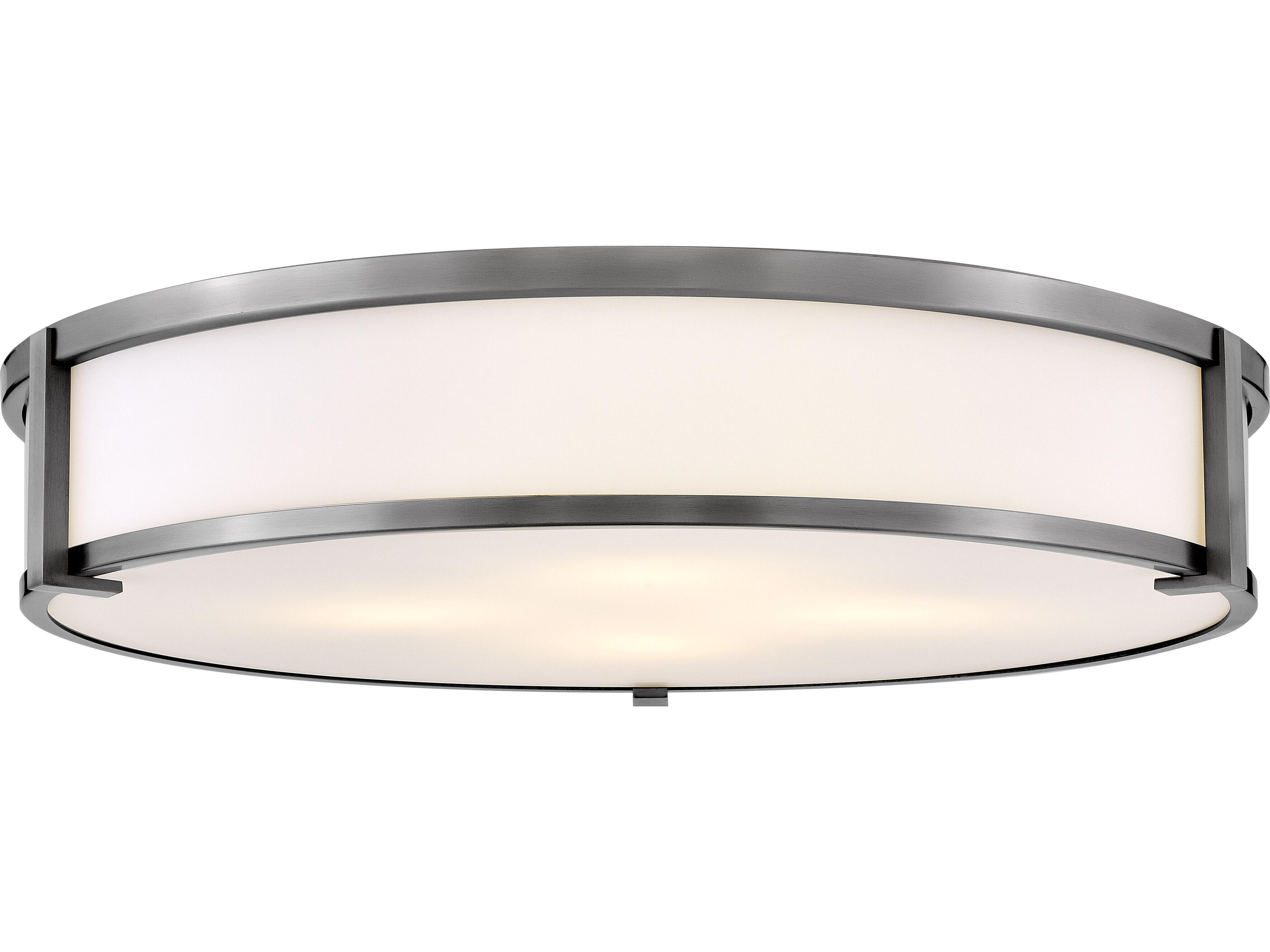 Hinkley Lowell 4-Light Antique Nickel Glass LED Flush Mount