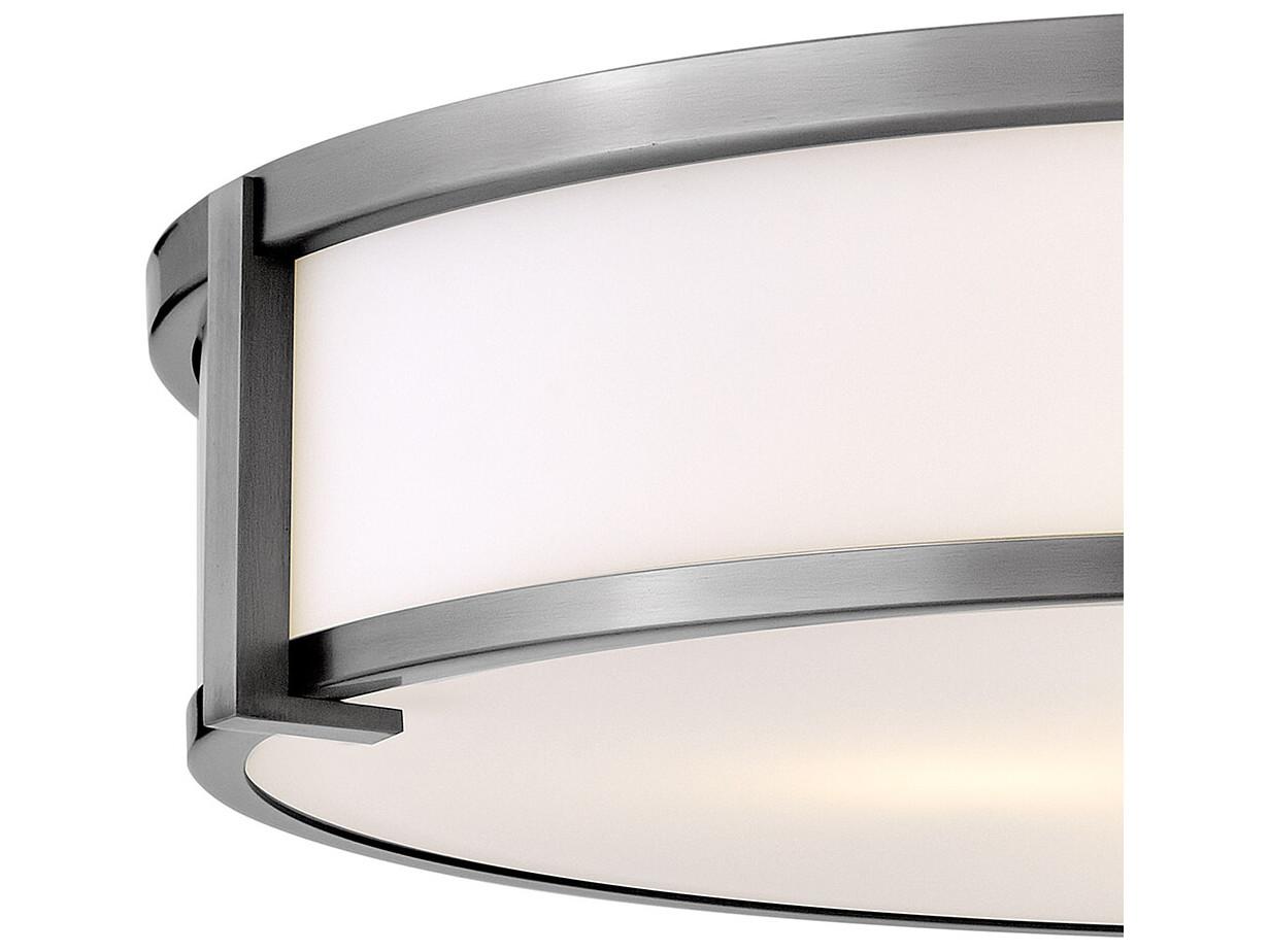 Hinkley Lowell 4-Light Antique Nickel Glass LED Flush Mount