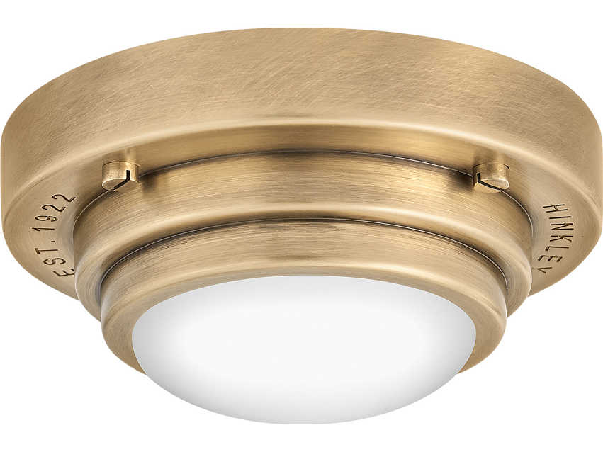 Hinkley Porte Heritage Brass Glass LED Round Flush Mount