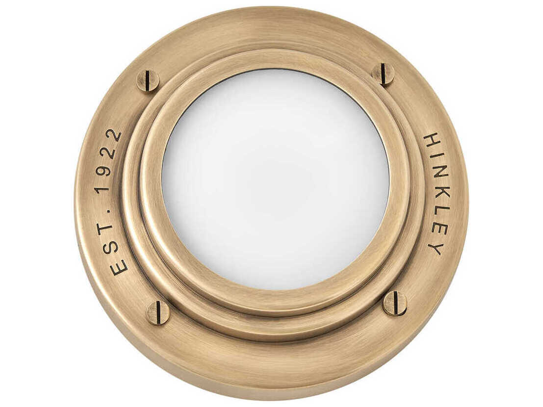Hinkley Porte Heritage Brass Glass LED Round Flush Mount