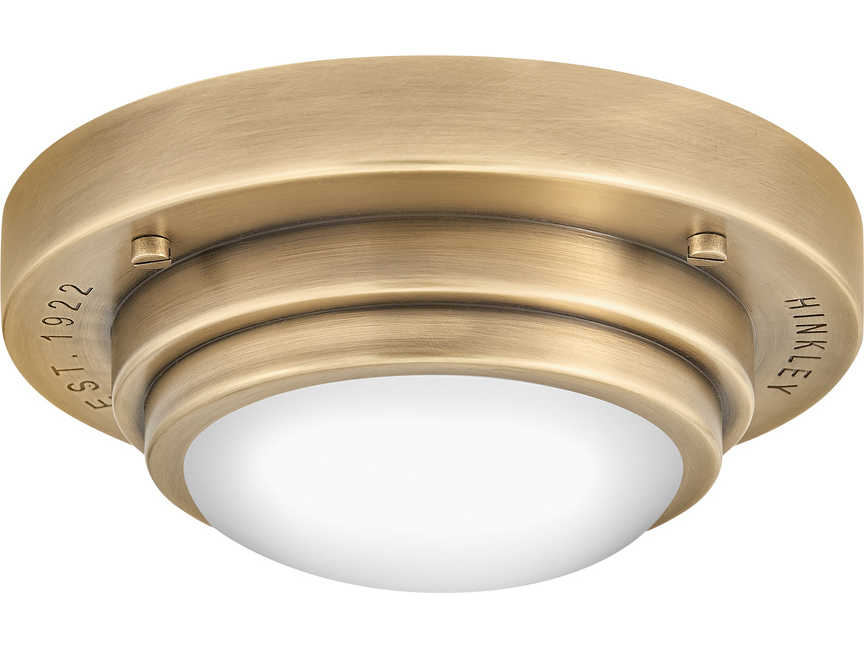 Hinkley Porte Heritage Brass Glass LED Round Flush Mount