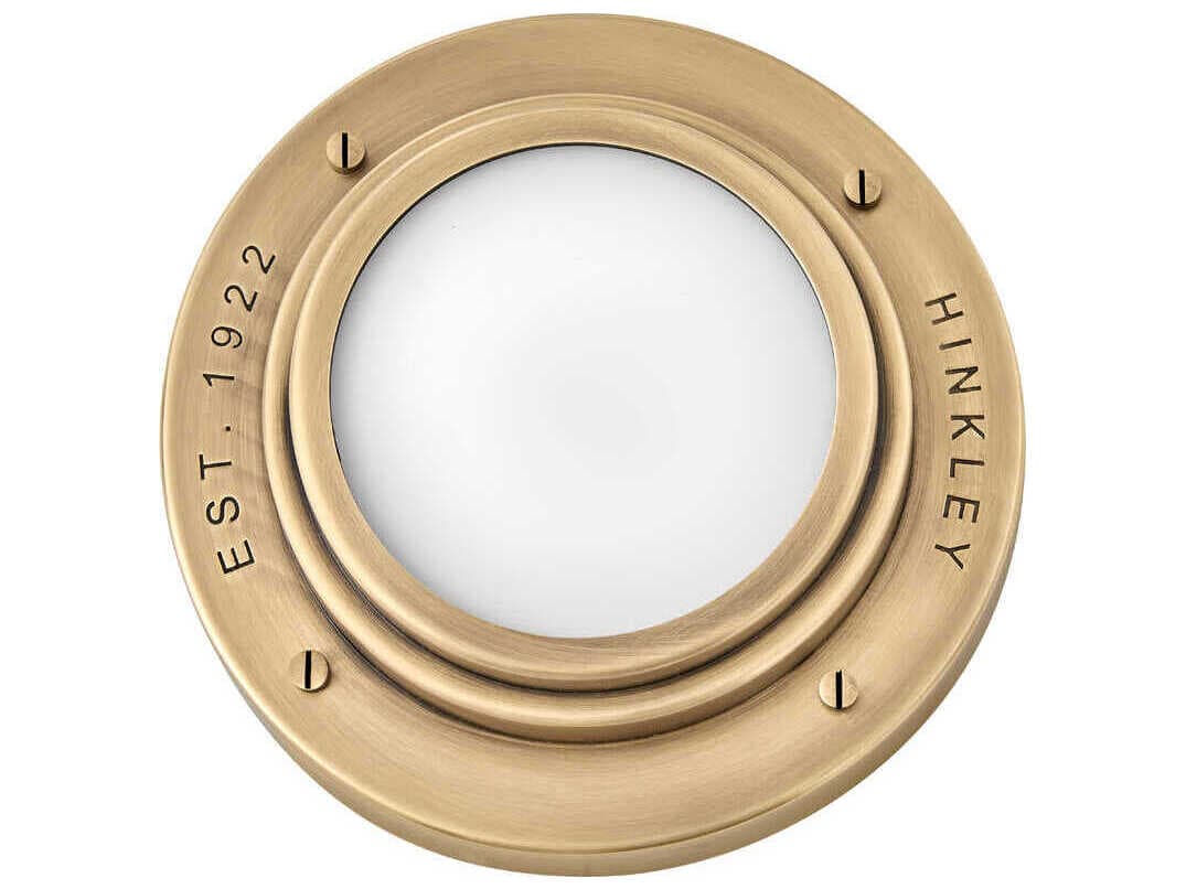 Hinkley Porte Heritage Brass Glass LED Round Flush Mount