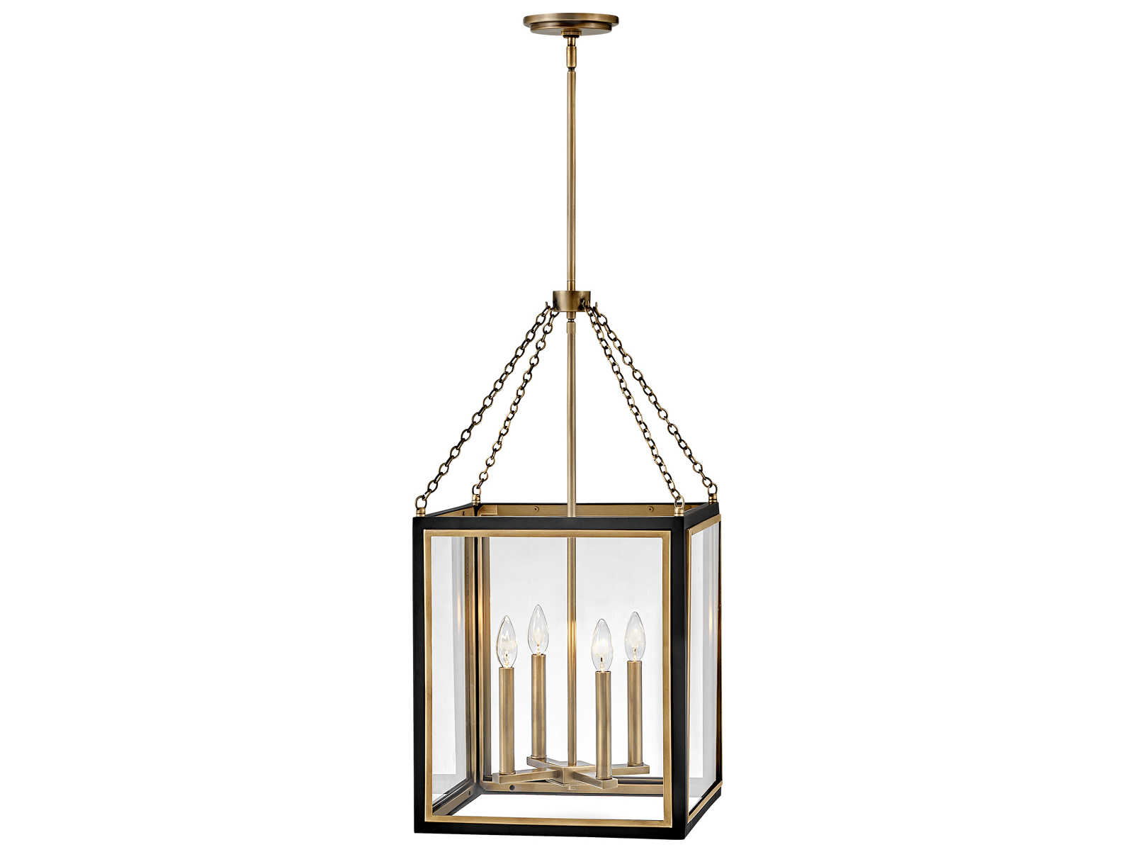 Hinkley Shaw 4-Light Black Heritage Brass Glass Candelabra Chandelier