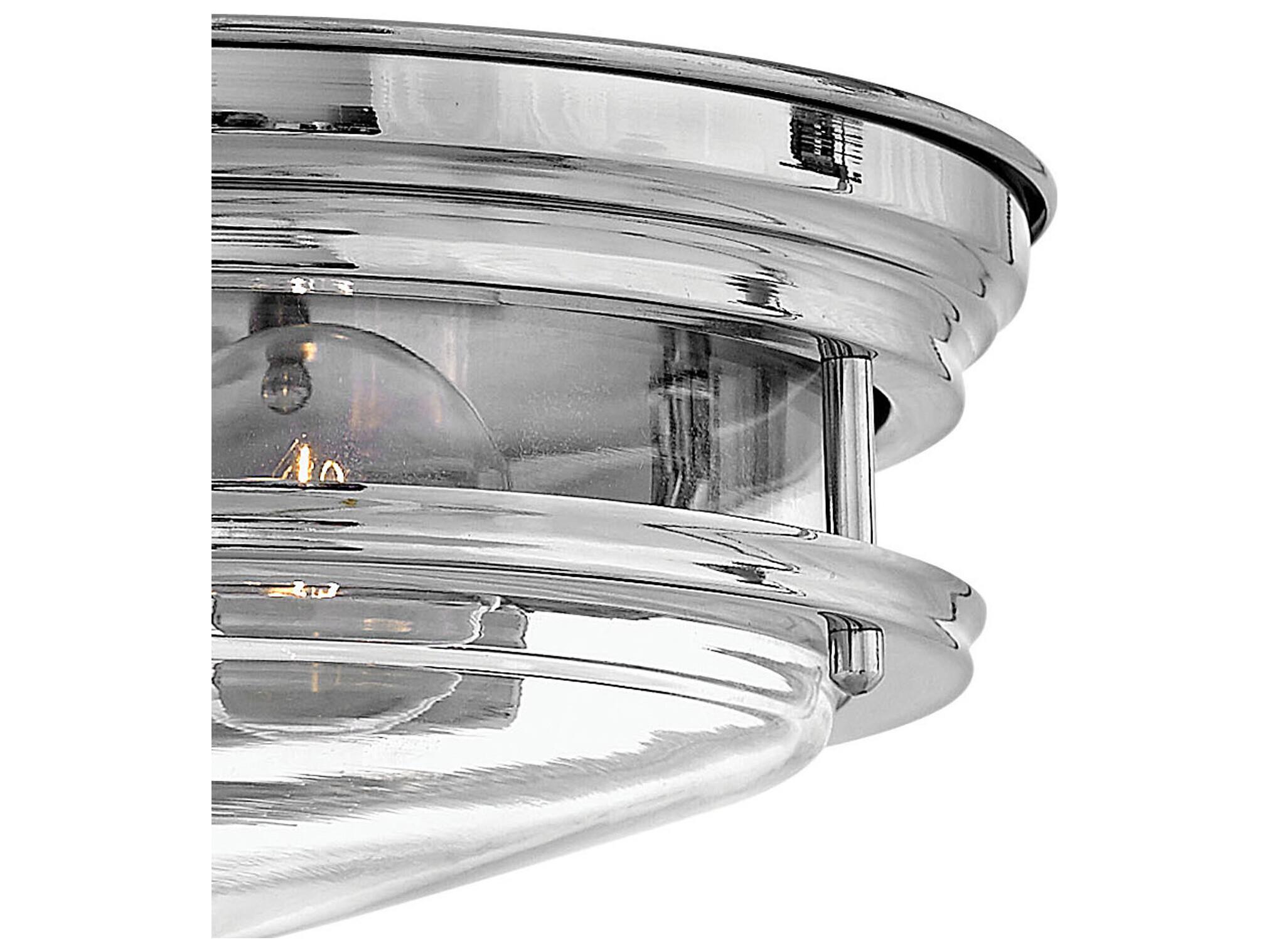 Hinkley Hadley 2-Light Chrome With Clear Glass Drum Flush Mount