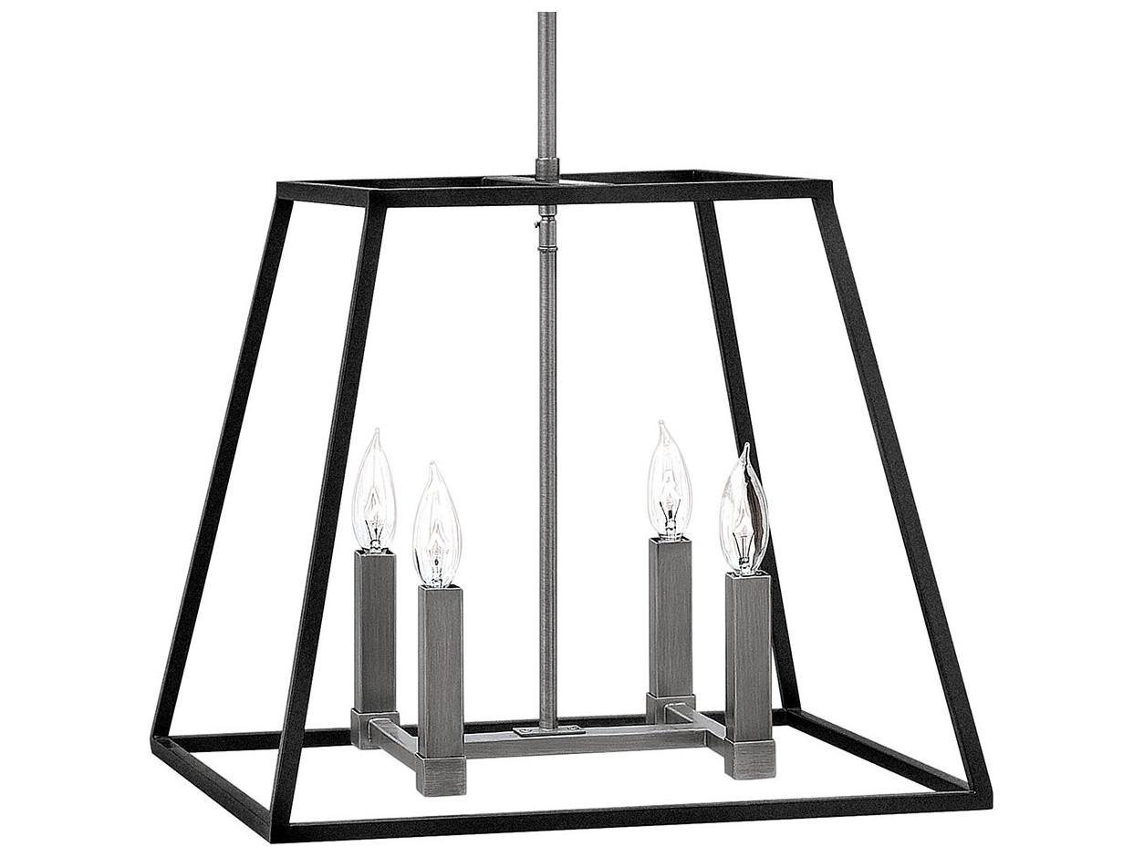 Hinkley Fulton 4-Light Aged Zinc Bronze Candelabra Chandelier