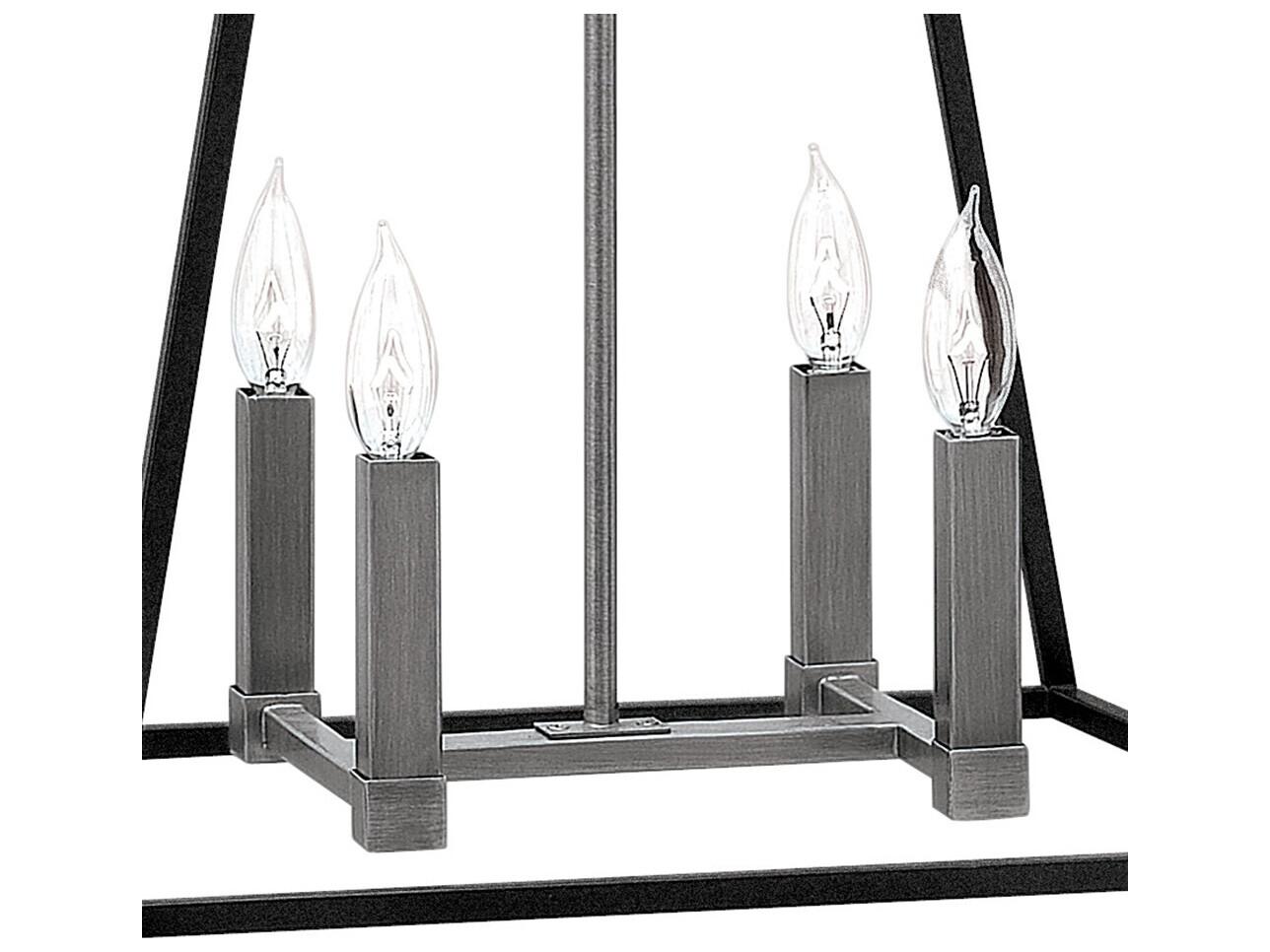 Hinkley Fulton 4-Light Aged Zinc Bronze Candelabra Chandelier
