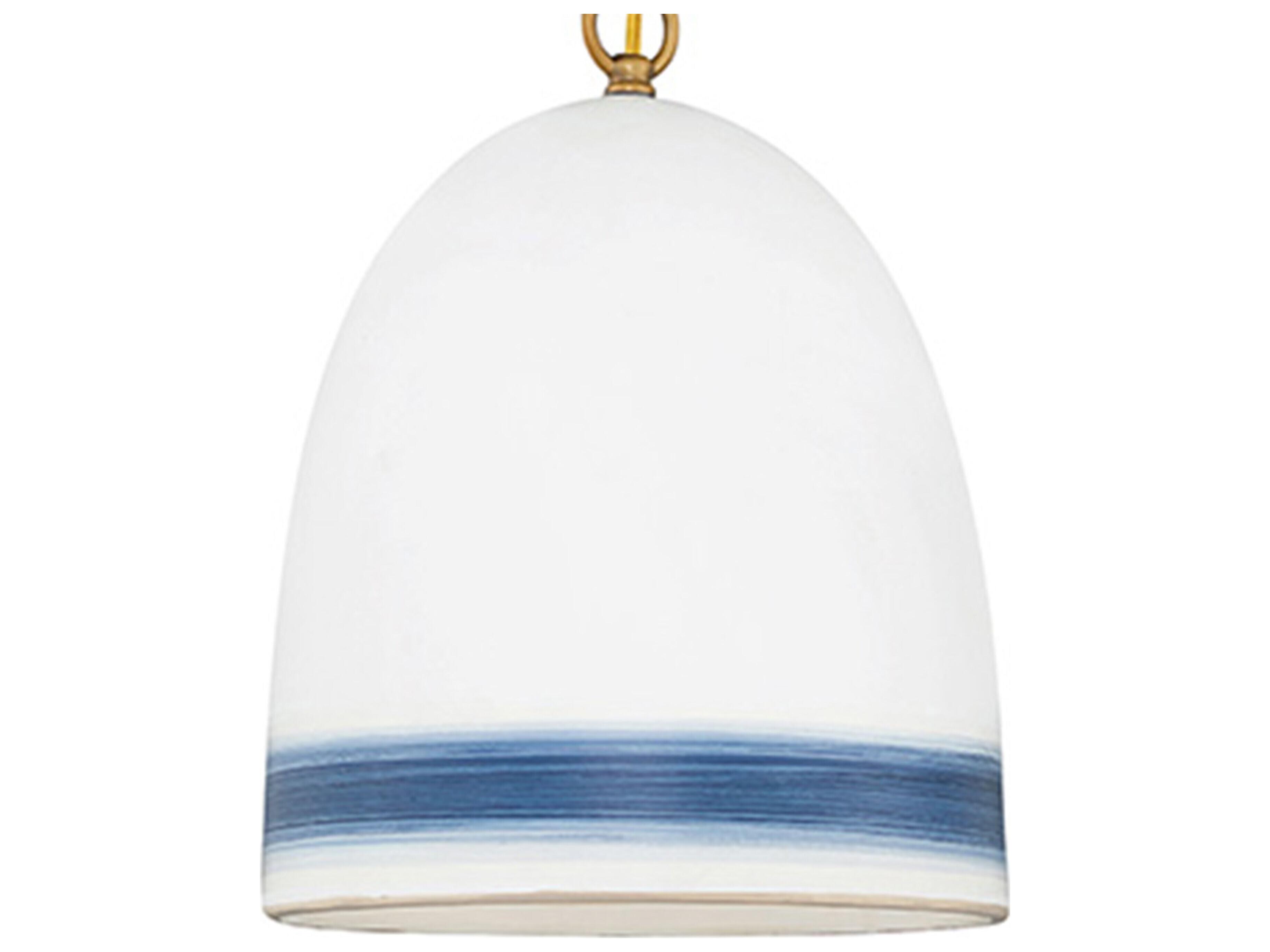 Hinkley Nash 1-Light Heirloom Brass With Navy Stripe Bell Mini Pendant