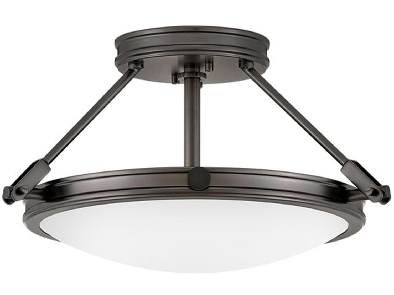 Hinkley Collier 3-Light Black Oxide Glass Bowl Semi Flush Mount