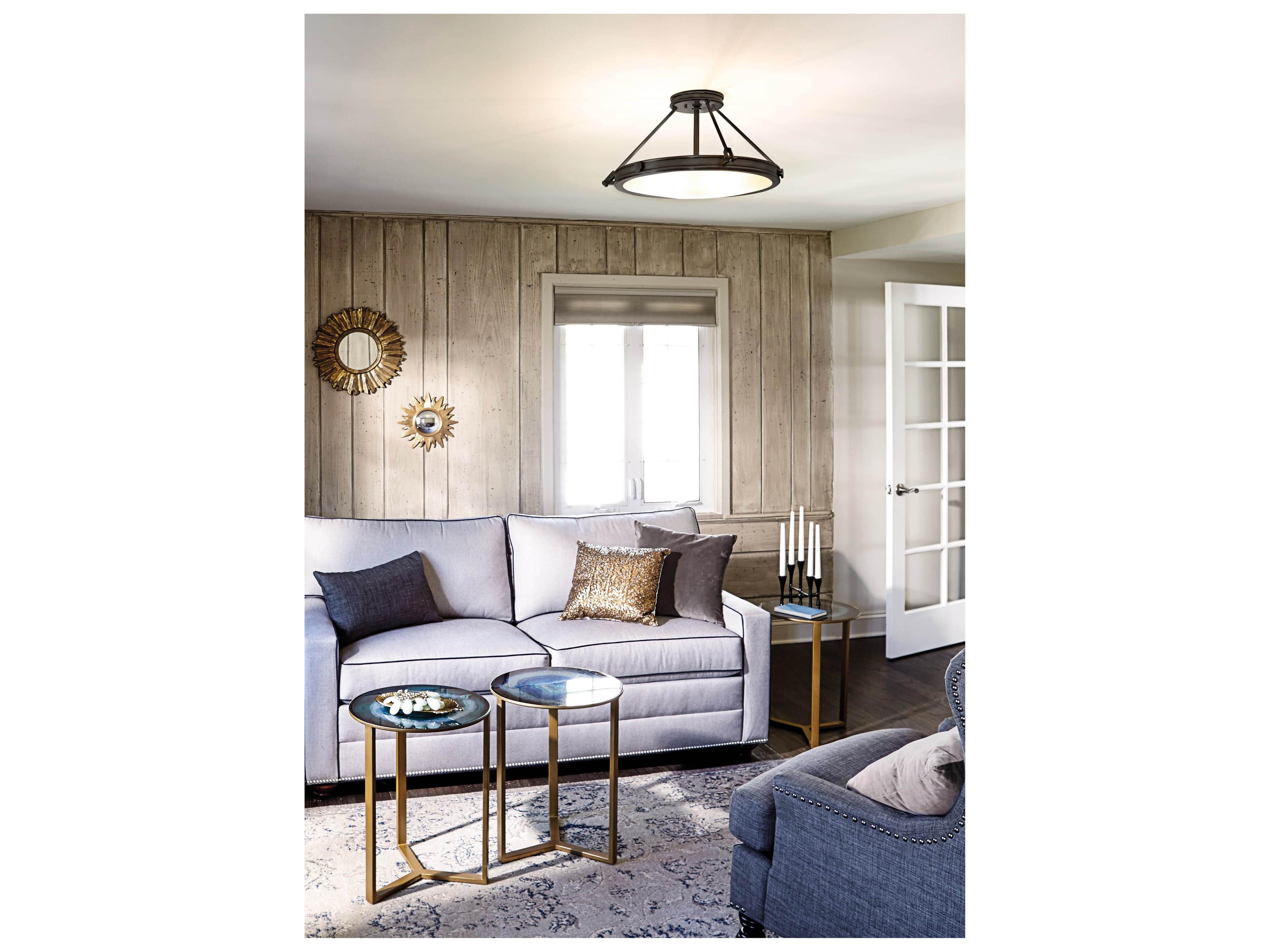 Hinkley Collier 4-Light Black Oxide Glass Bowl Semi Flush Mount