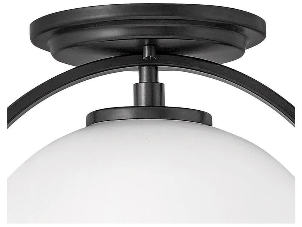 Hinkley Somerset 1-Light Black Globe Semi Flush Mount