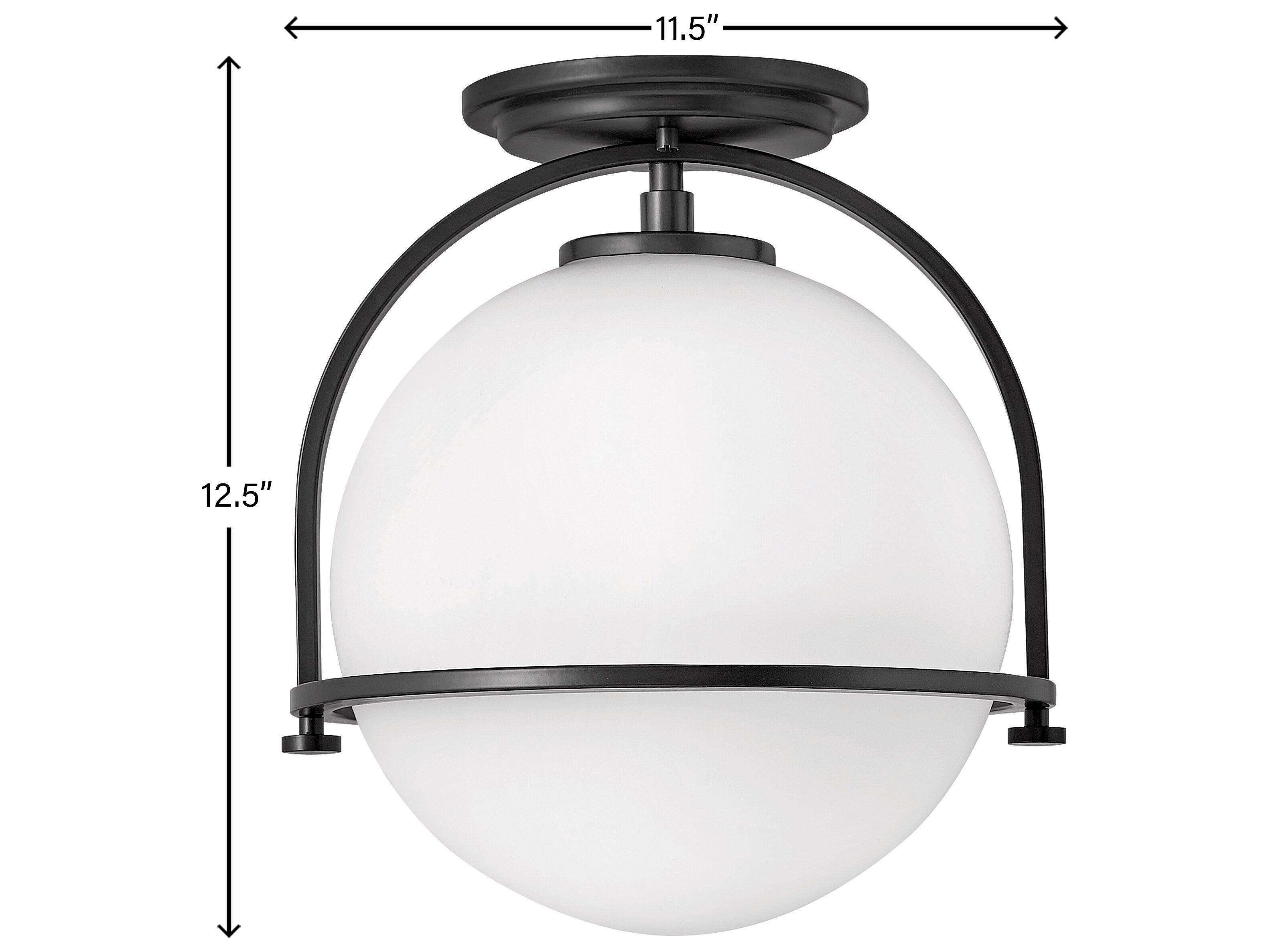 Hinkley Somerset 1-Light Black Globe Semi Flush Mount