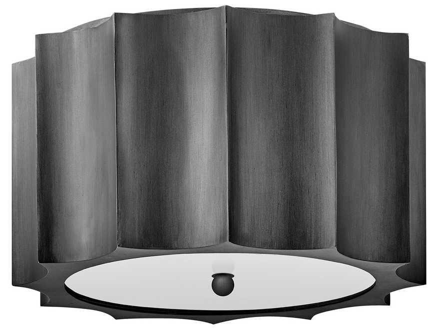 Hinkley Gia 2-Light Brushed Graphite Gray Glass Round Flush Mount