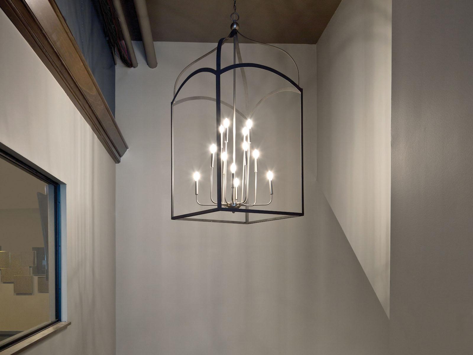 Hinkley Clarendon 1-Light Aged Zinc Gray Glass Candelabra Tiered Chandelier