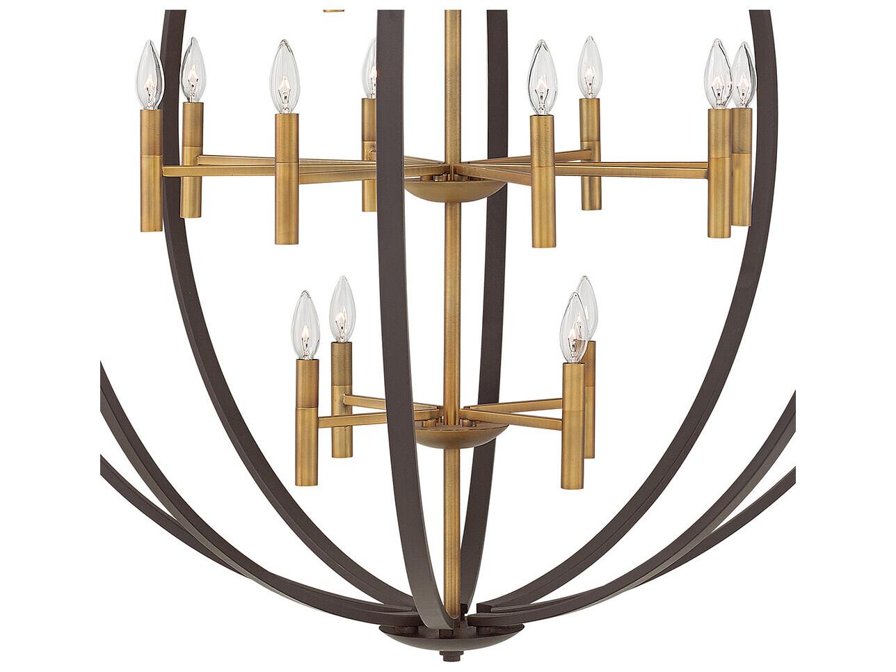 Hinkley Euclid 16-Light Spanish Bronze Candelabra Tiered Chandelier